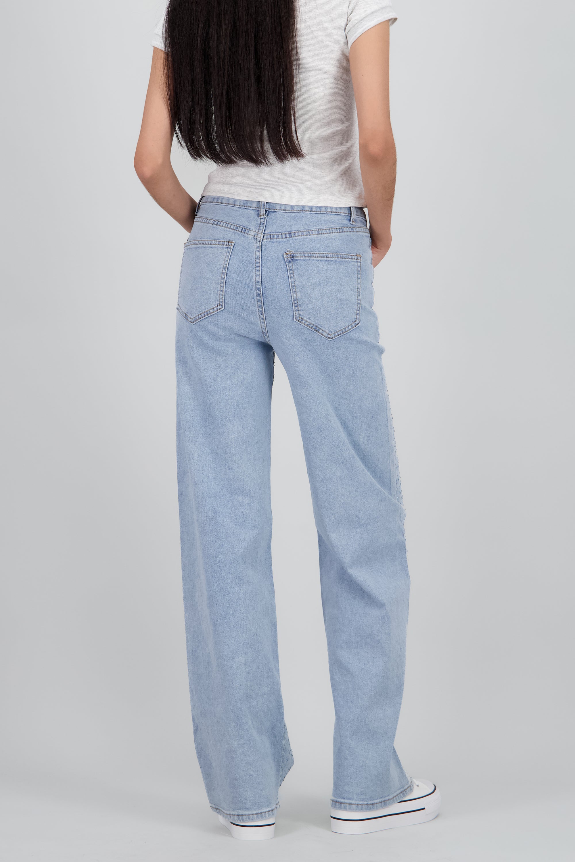 Jeans wide leg con cristales LIGHT WASH