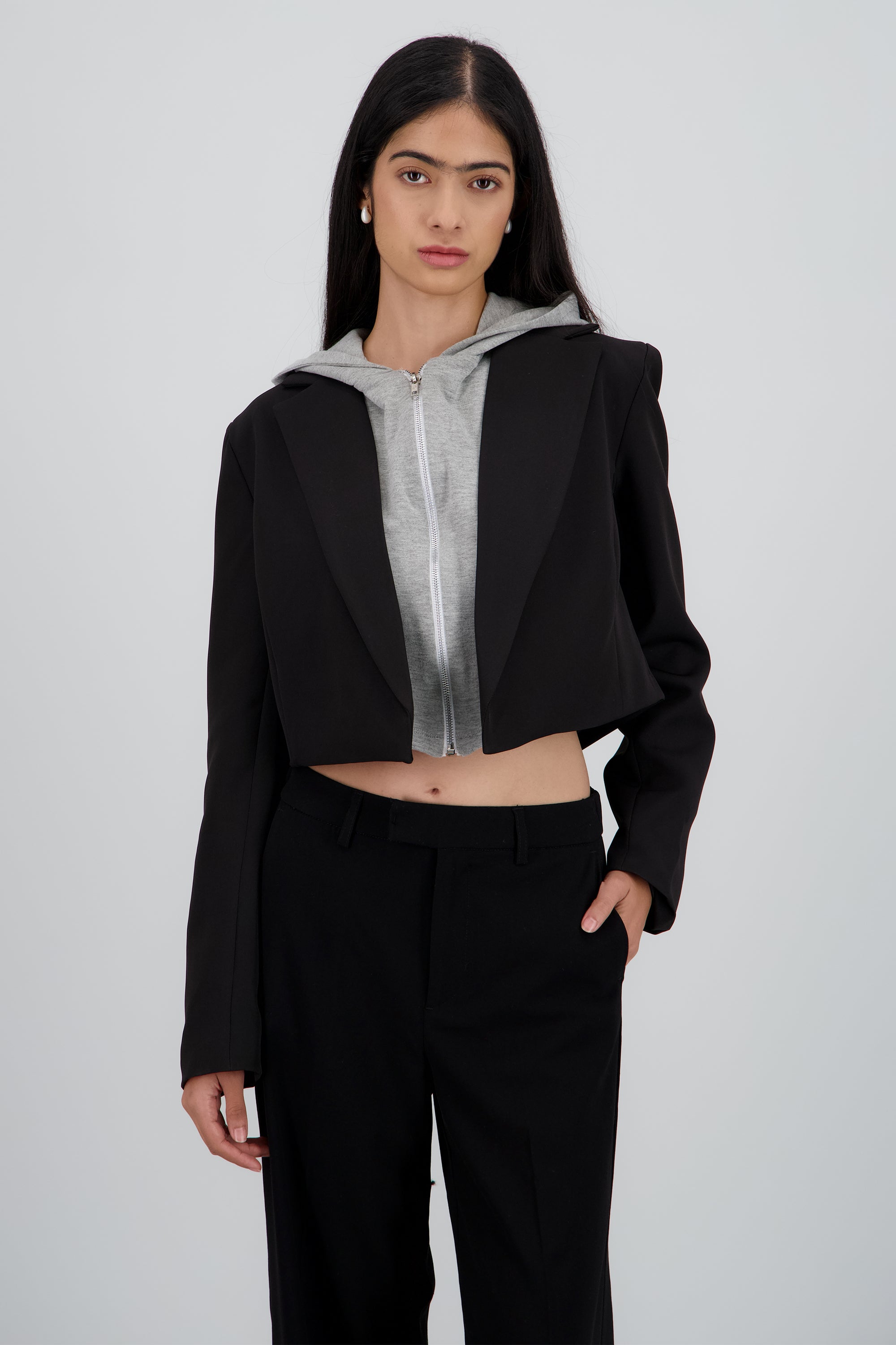 Blazer crop con sudadera integrada Hypsters NEGRO COMBO