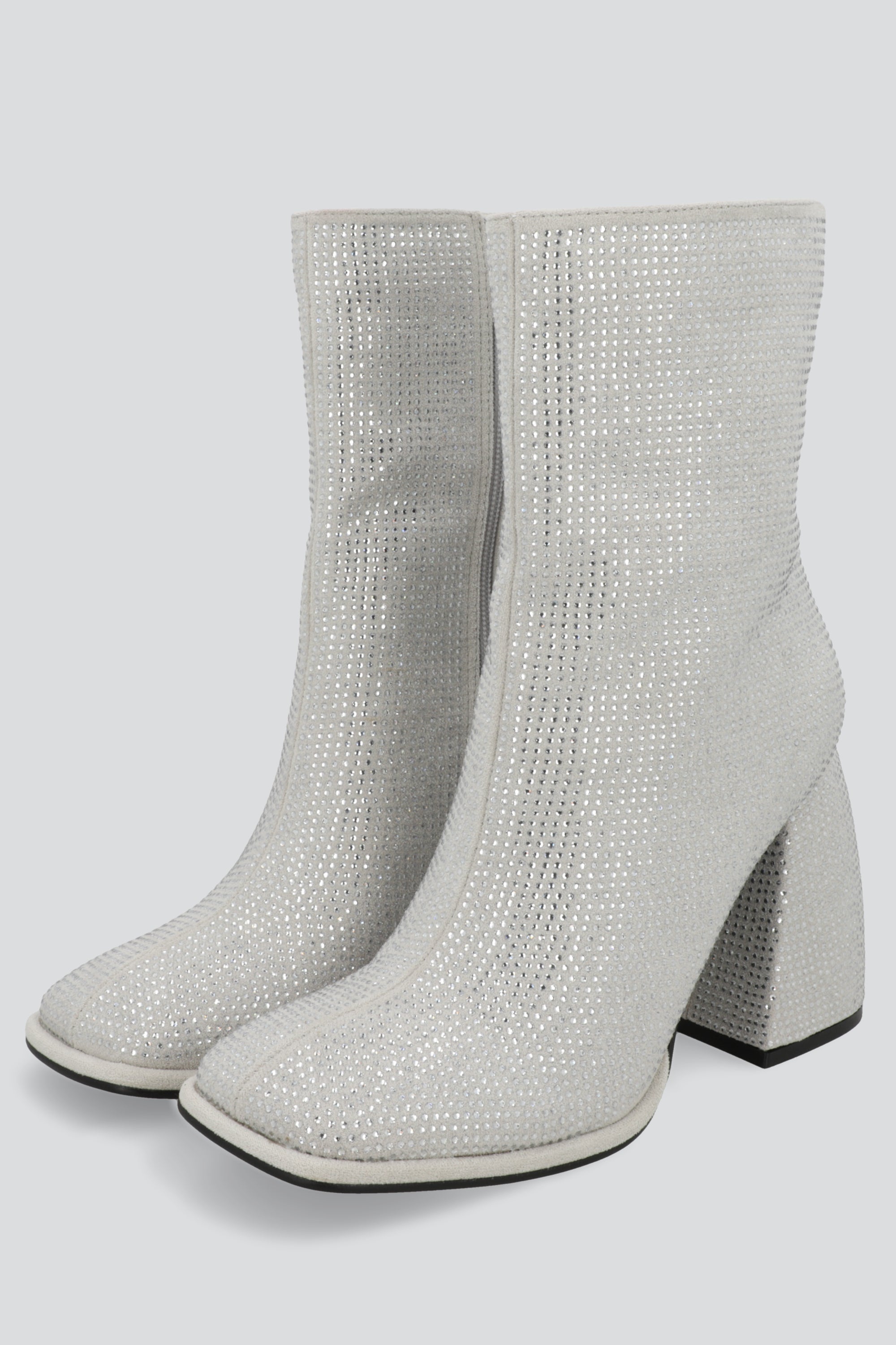 Botin punta cuadrada brillos PLATA