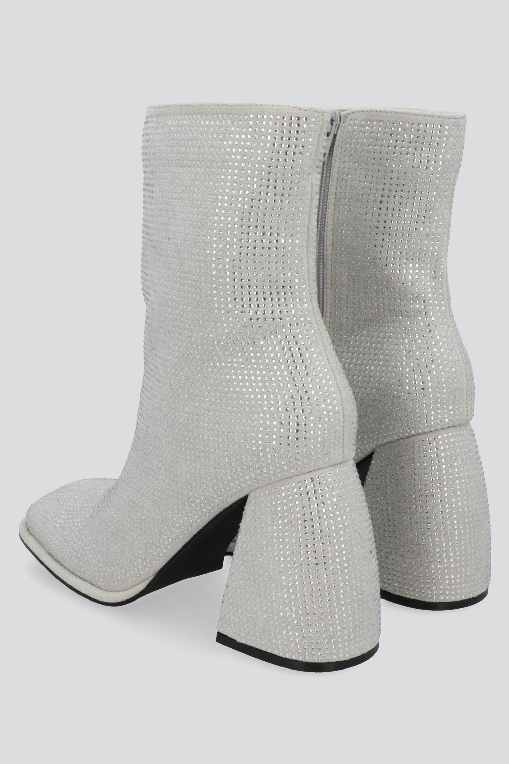 Botin punta cuadrada brillos PLATA
