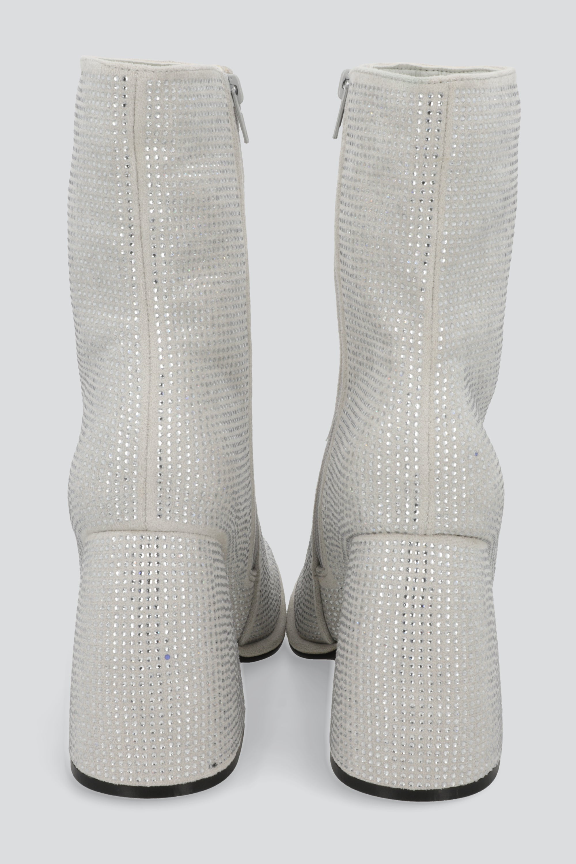 Botin punta cuadrada brillos PLATA