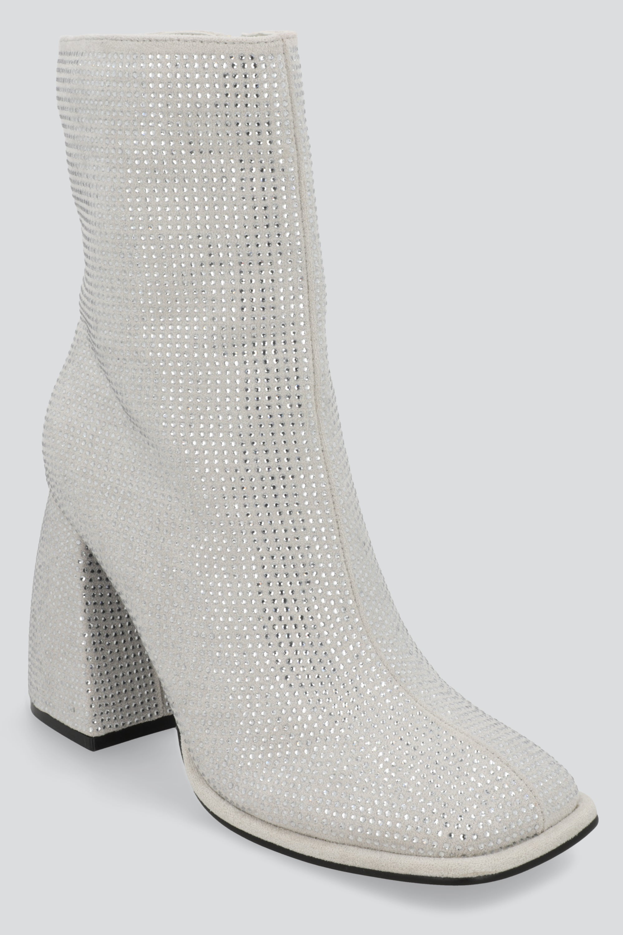 Botin punta cuadrada brillos PLATA