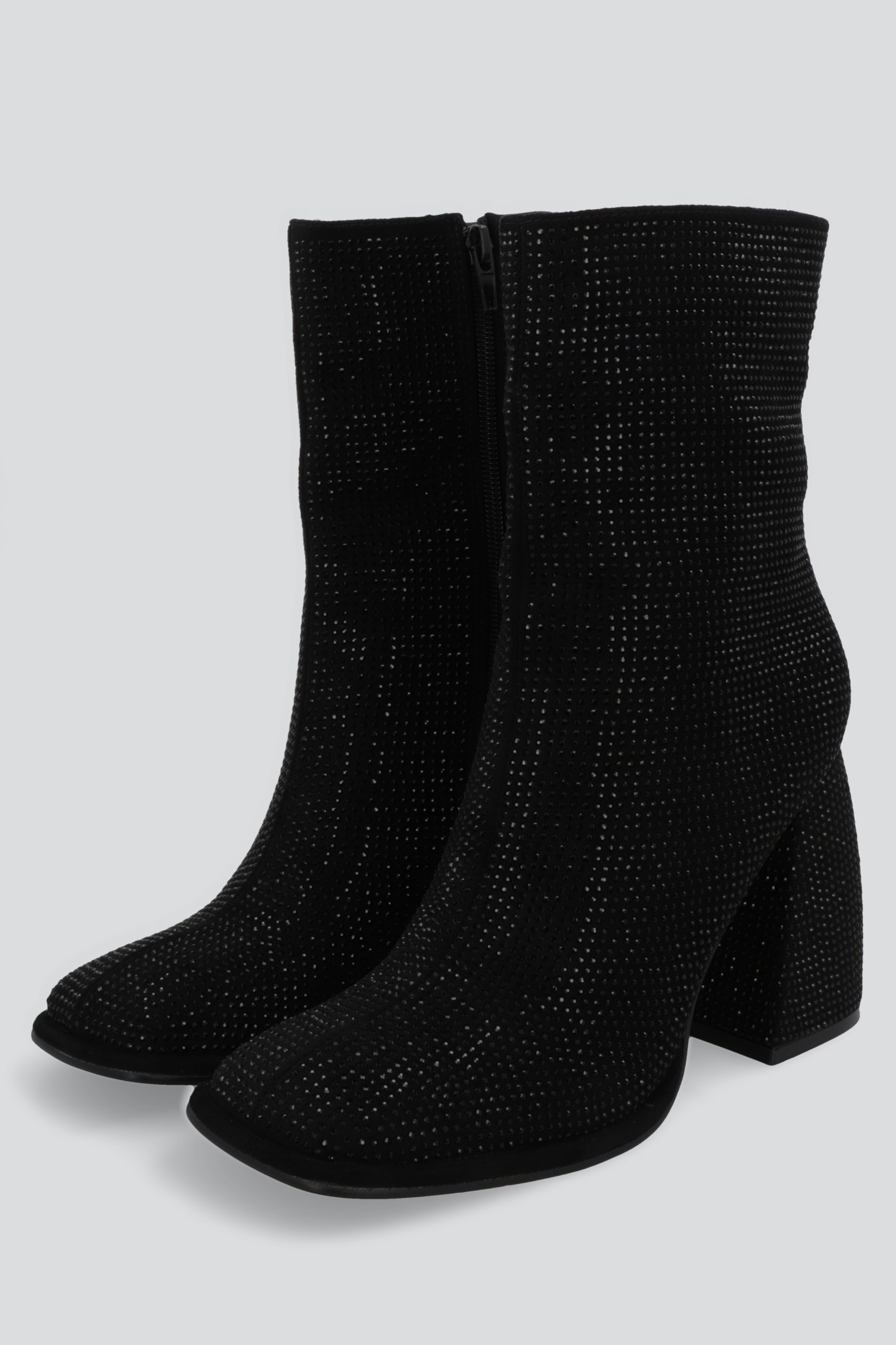 Botin punta cuadrada brillos NEGRO