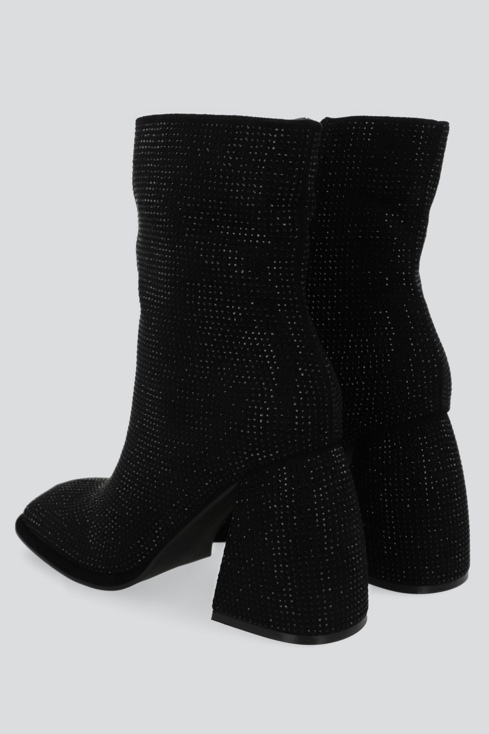 Botin punta cuadrada brillos NEGRO