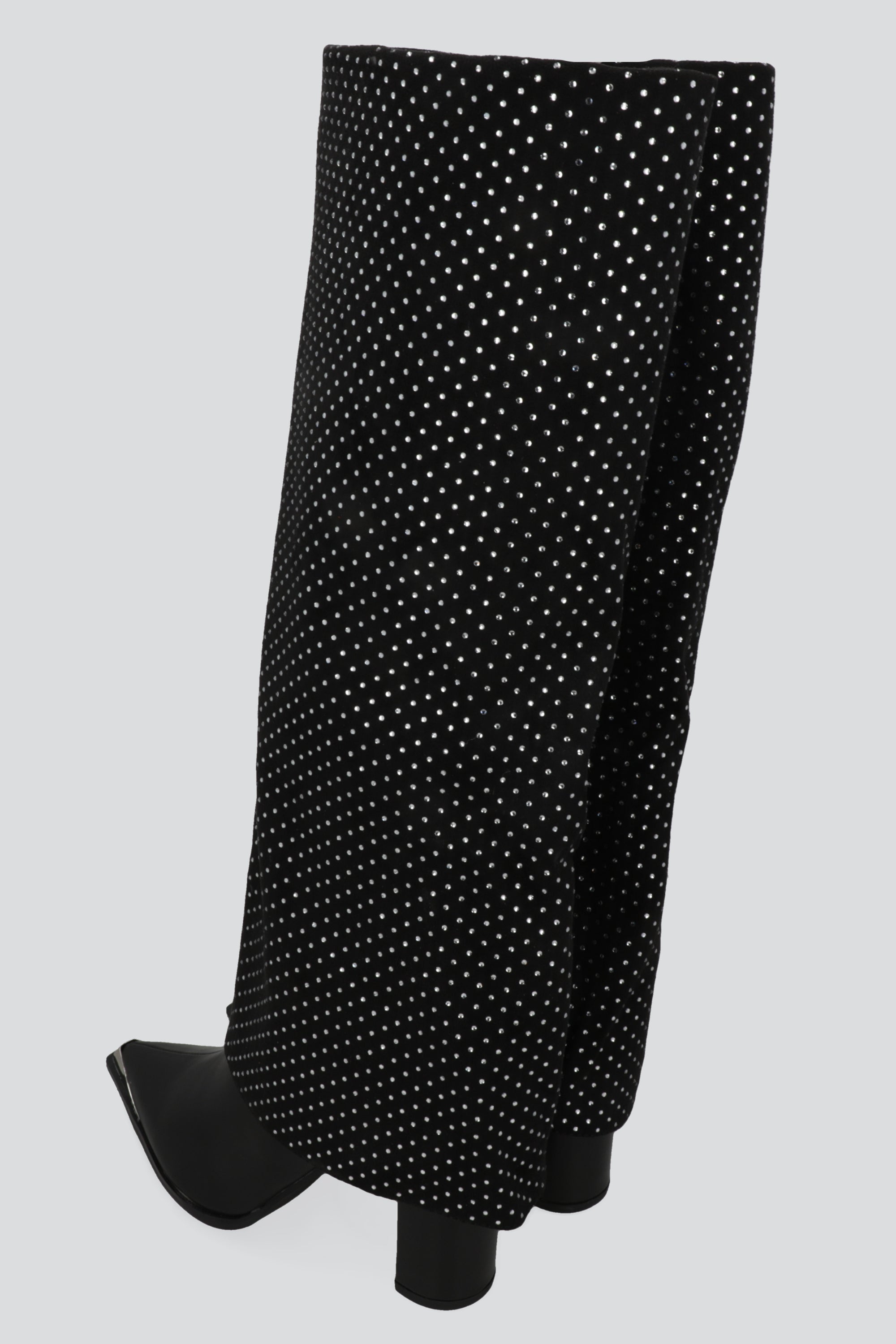 Bota funda brillos punta metal NEGRO