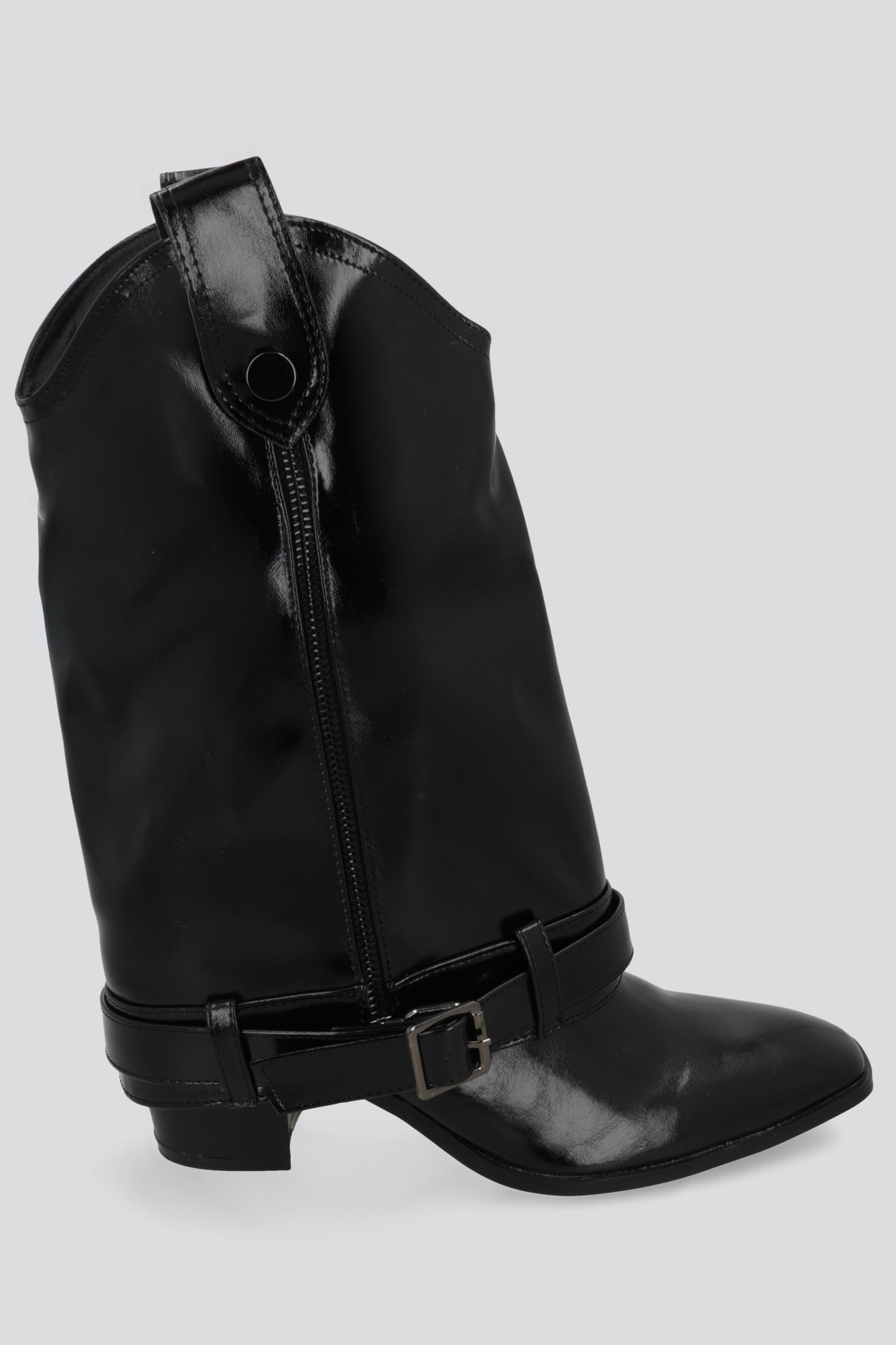 Bota funda charol detalle cinturon NEGRO