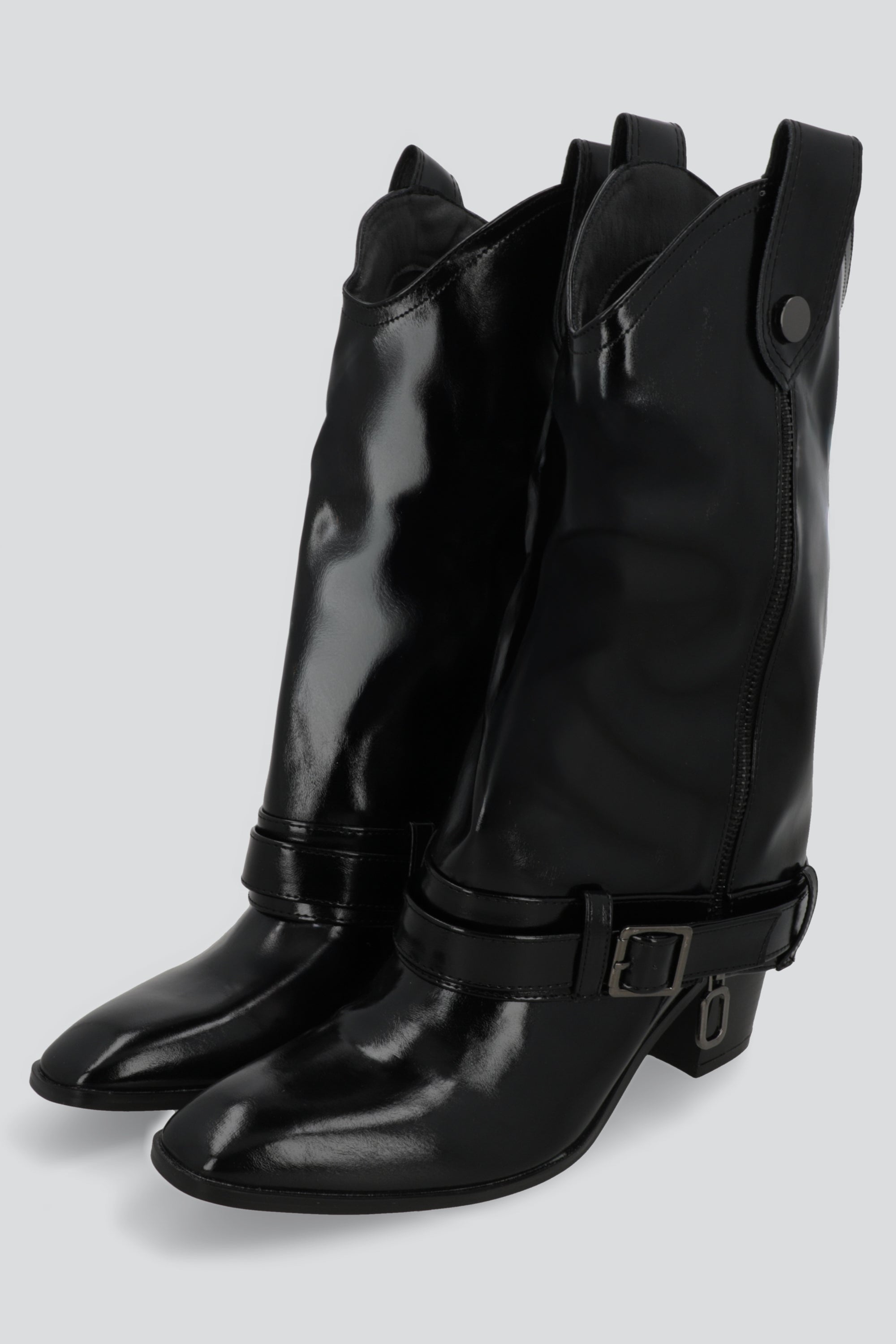 Bota funda charol detalle cinturon NEGRO