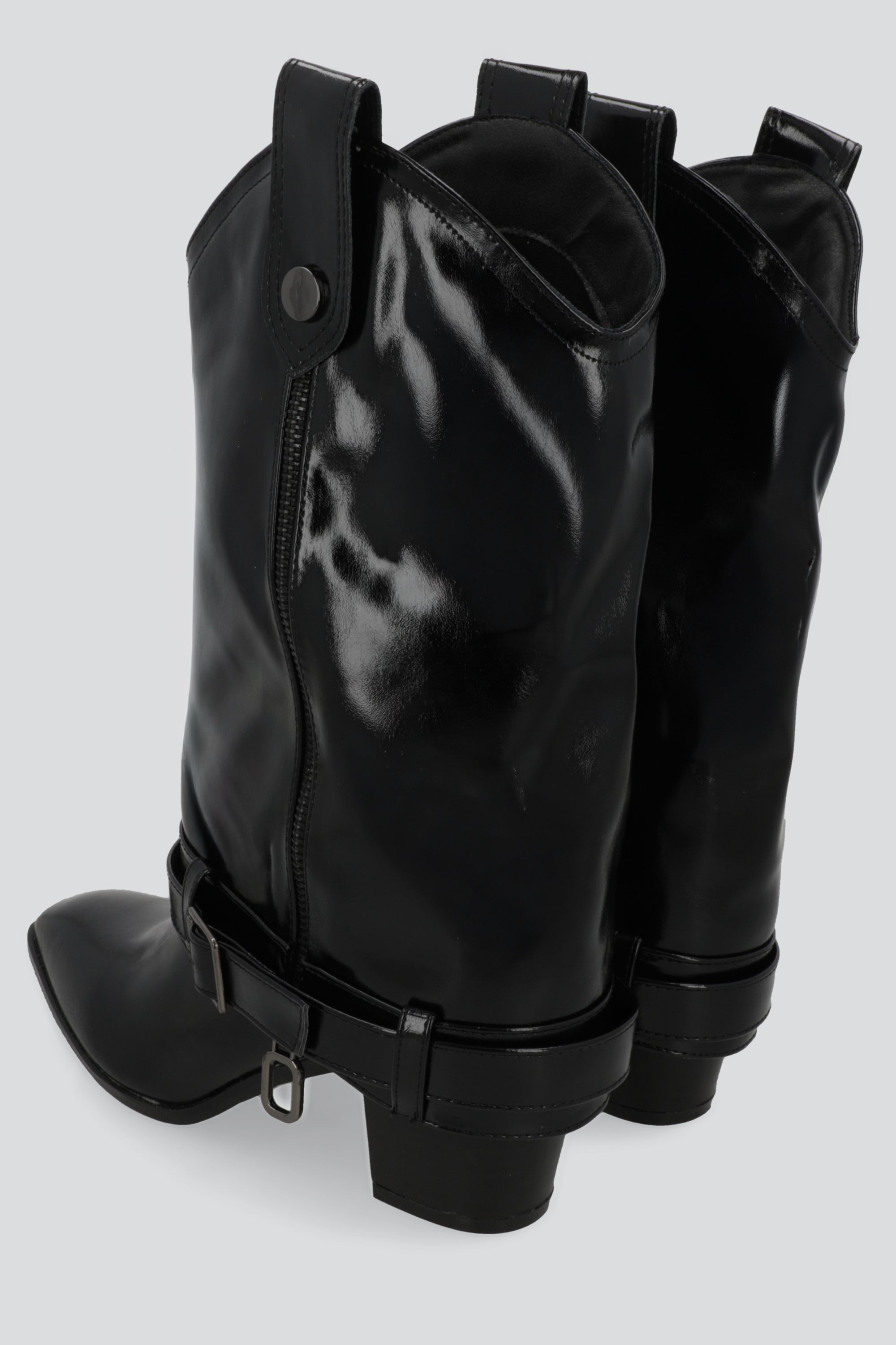 Bota funda charol detalle cinturon NEGRO