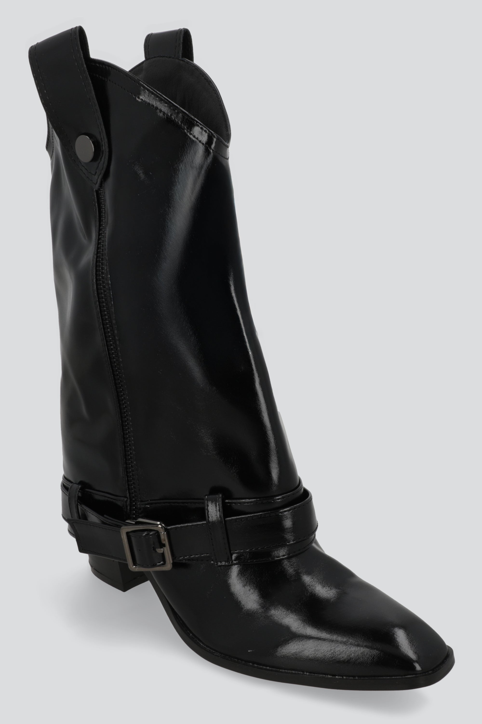 Bota funda charol detalle cinturon NEGRO