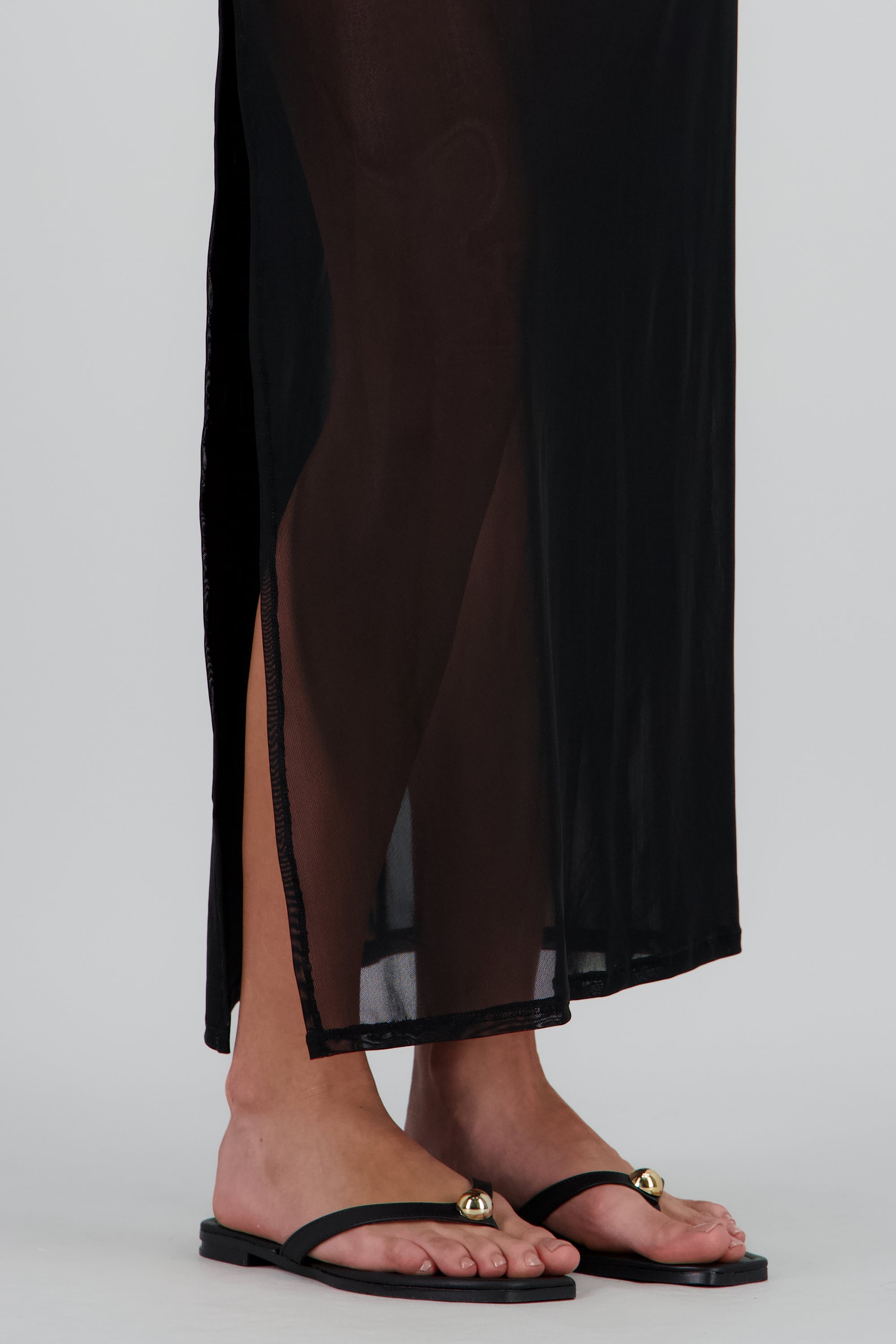 Sandalia pata de gallo detalle metalico NEGRO