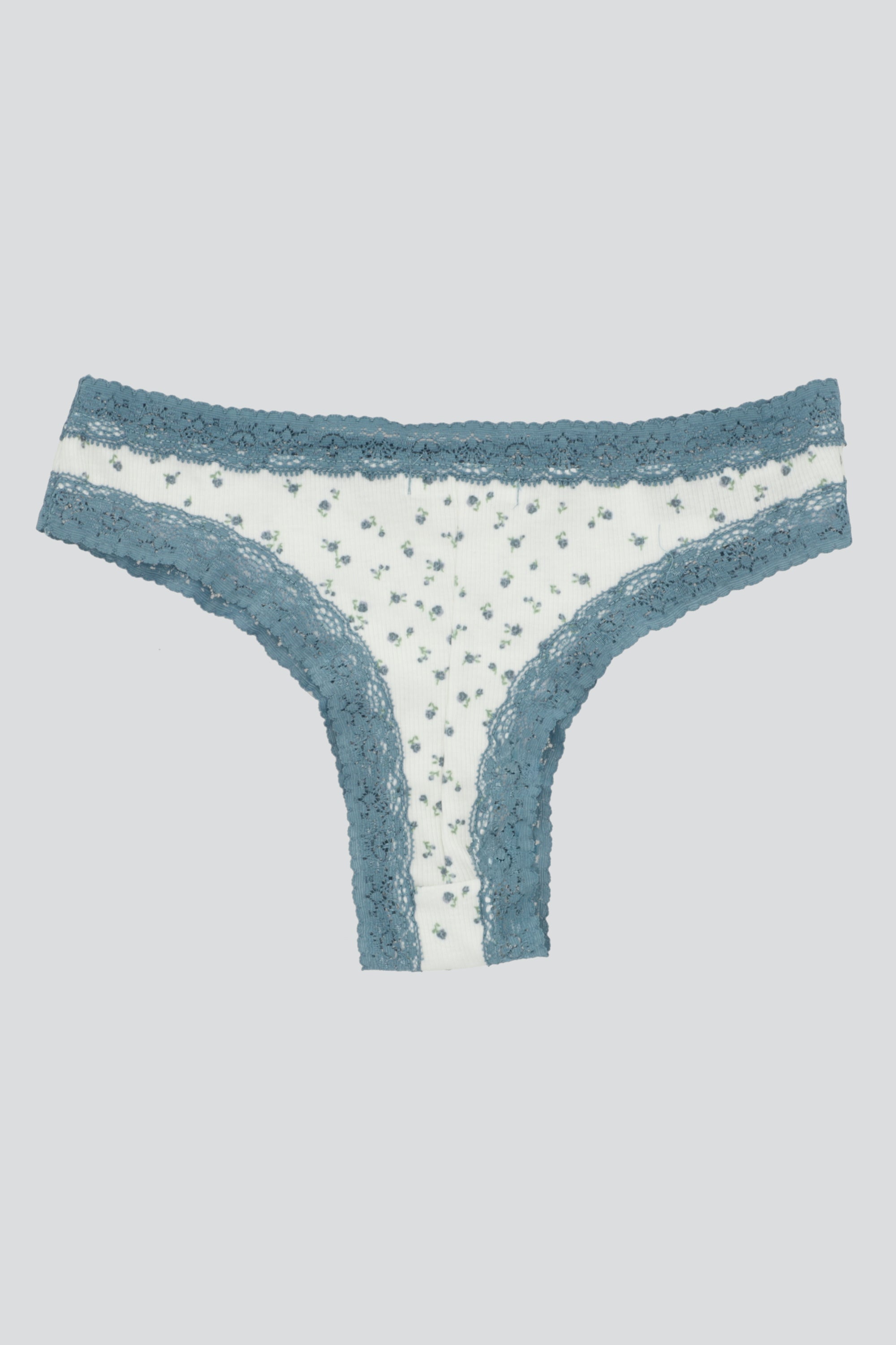 Tanga rib encaje AZUL COMBO