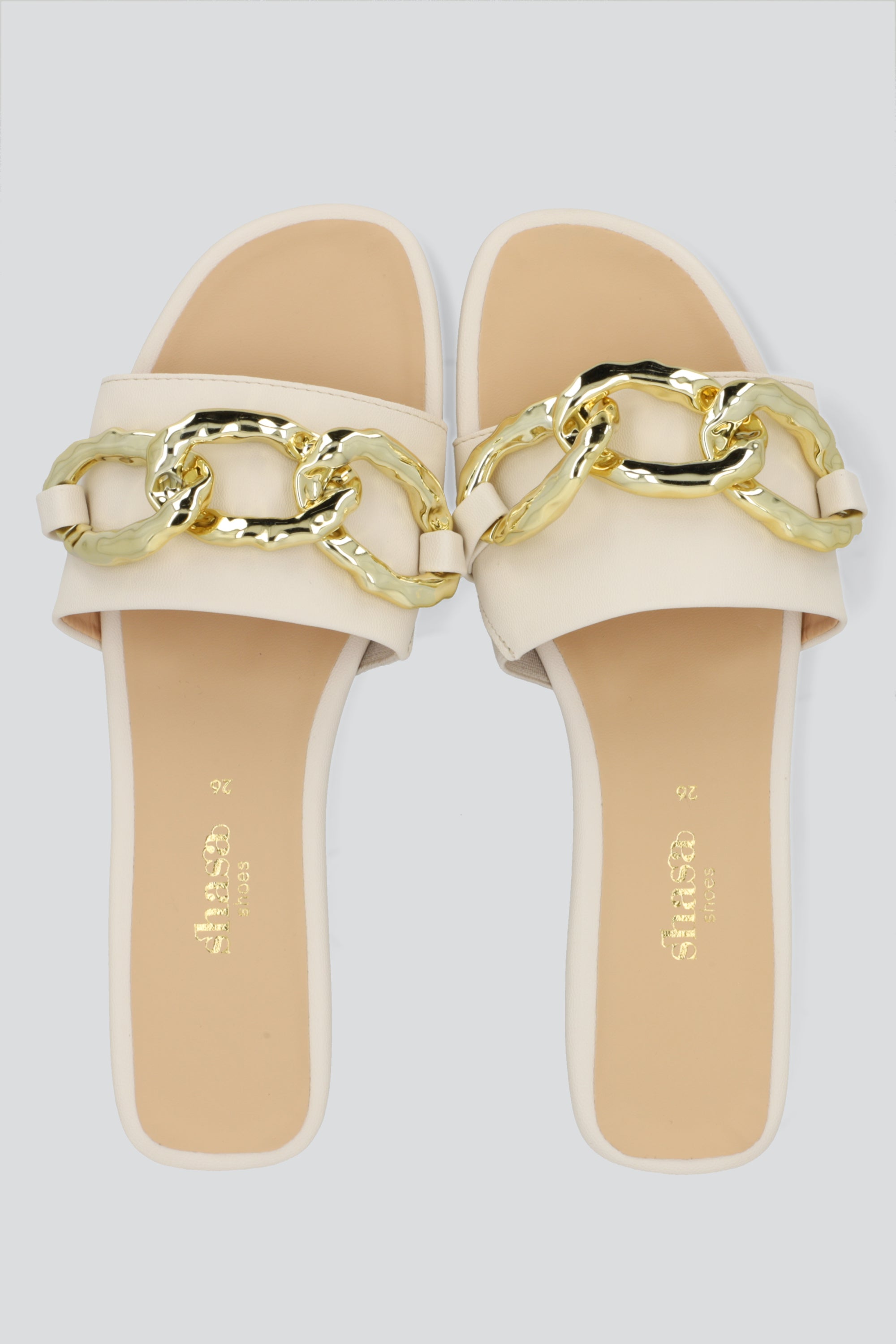 Sandalia mula eslabones textura HUESO