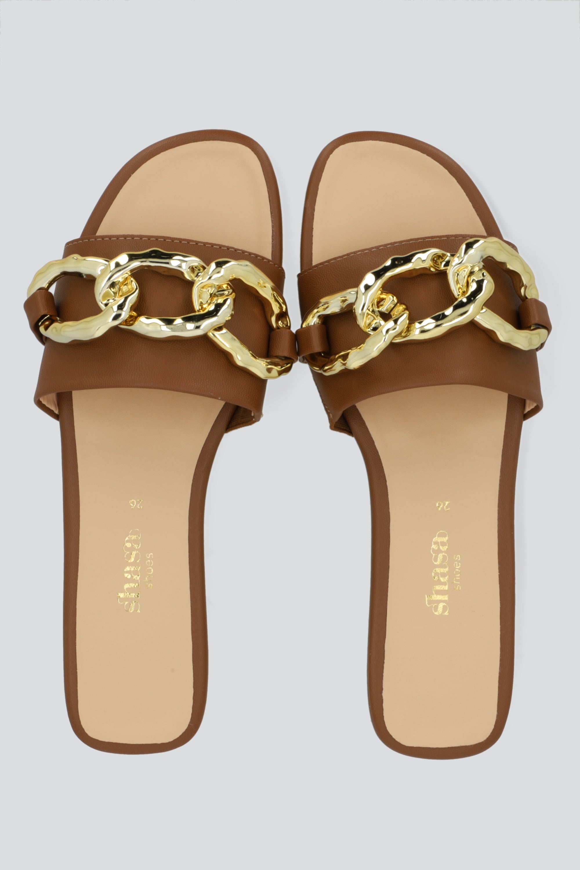 Sandalia mula eslabones textura CAMELLO