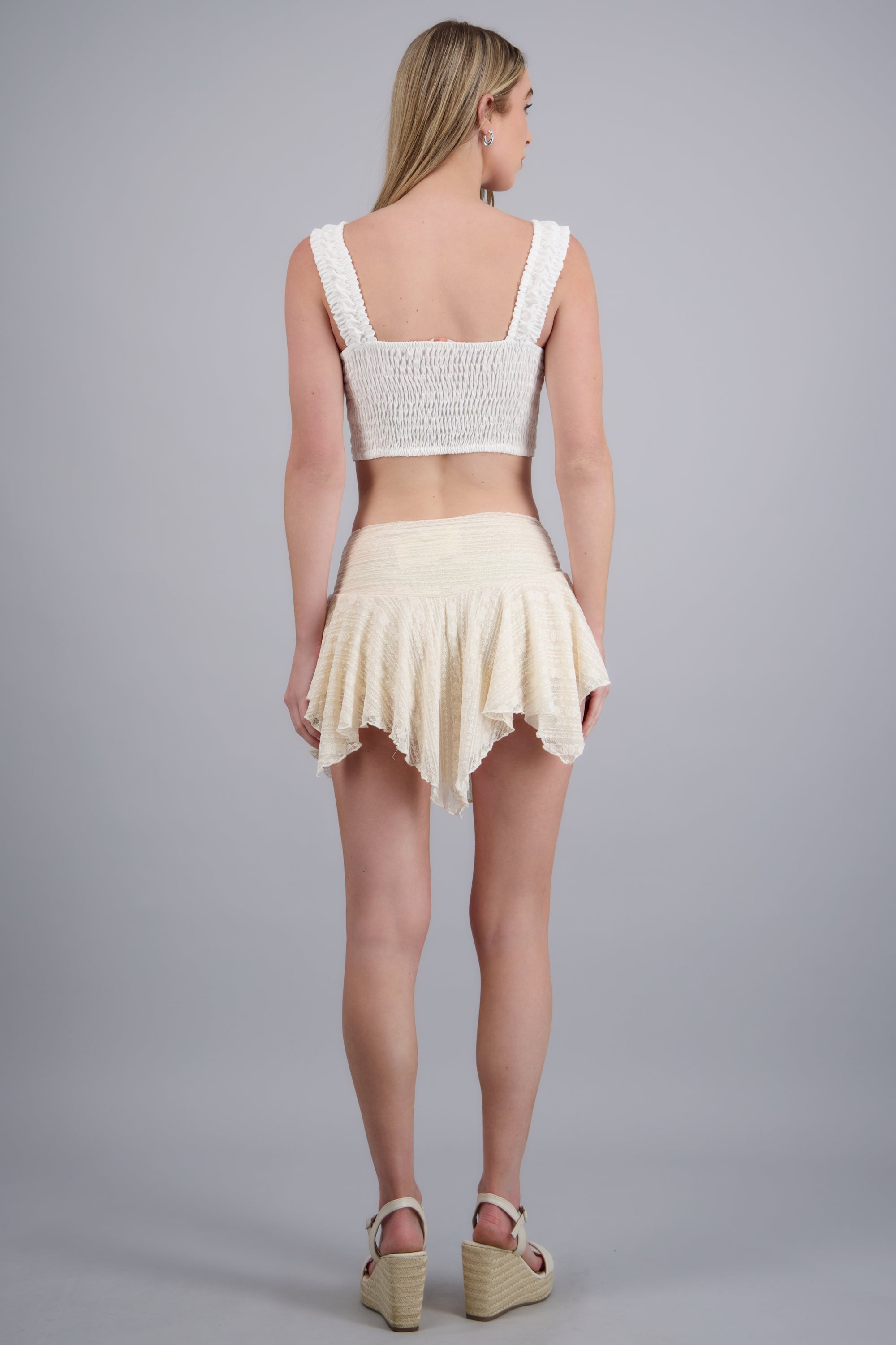 Falda mini encaje CREMA