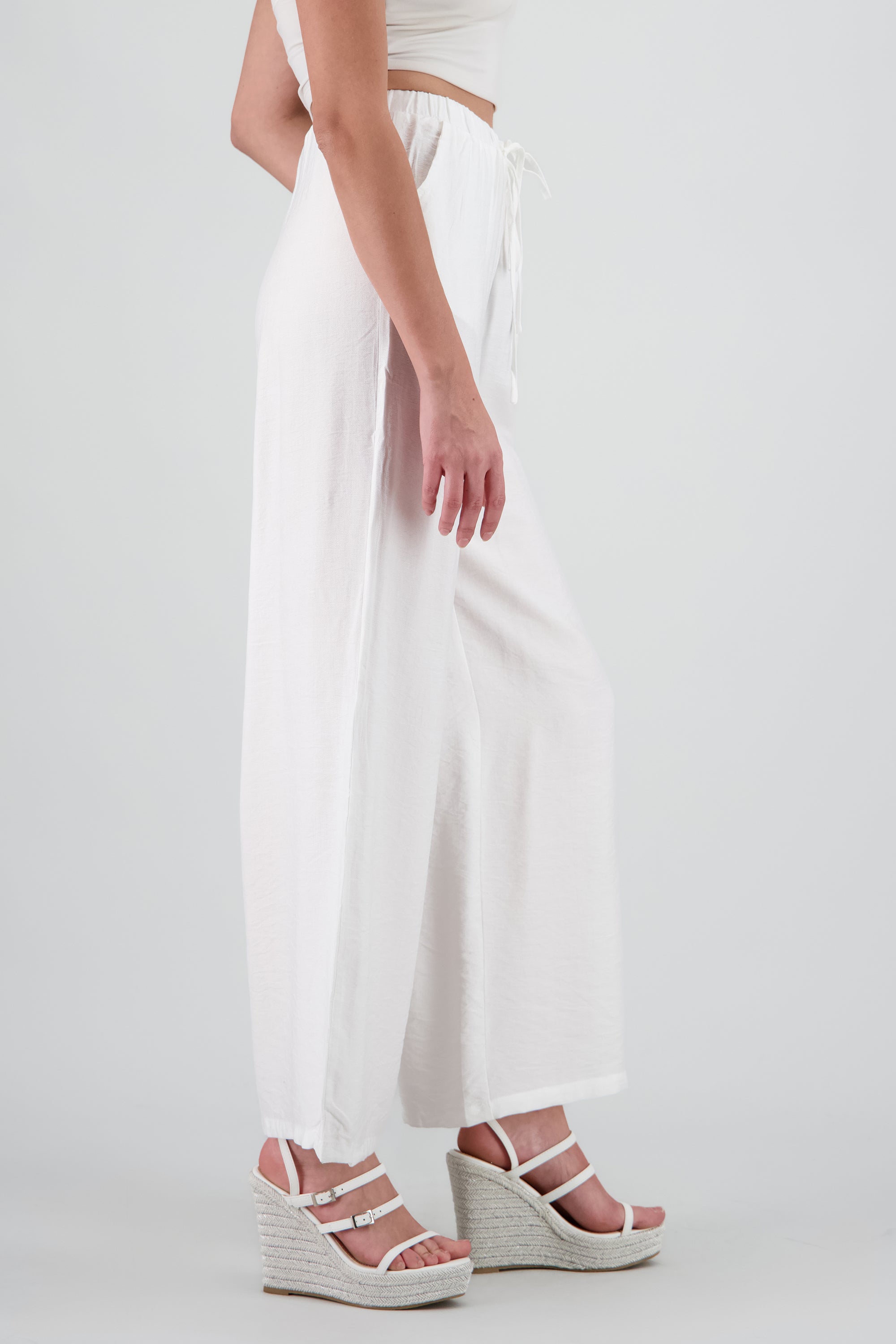 Pantalon amplio con jareta BLANCO