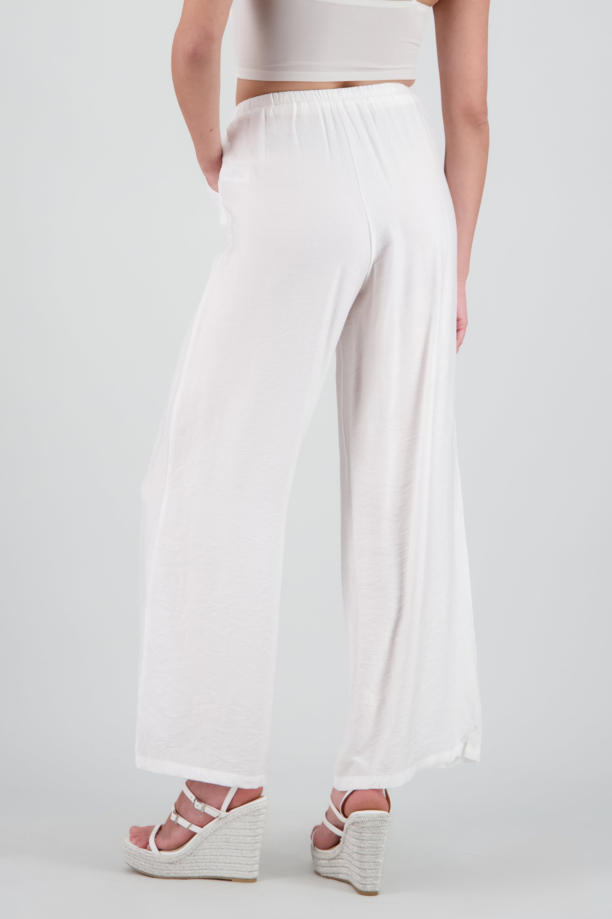 Pantalon amplio con jareta BLANCO