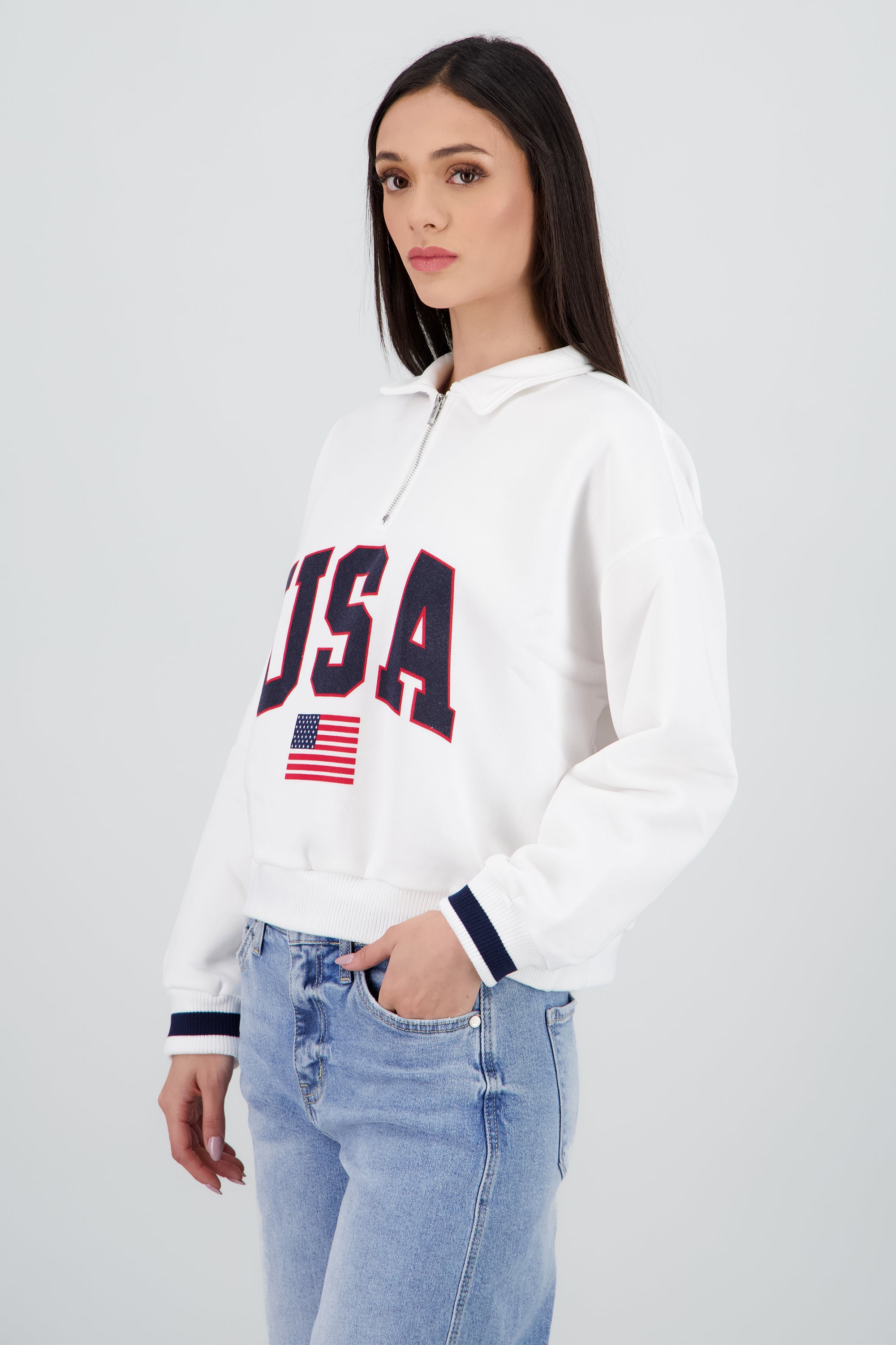 Sudadera contraste USA MARINO COMBO