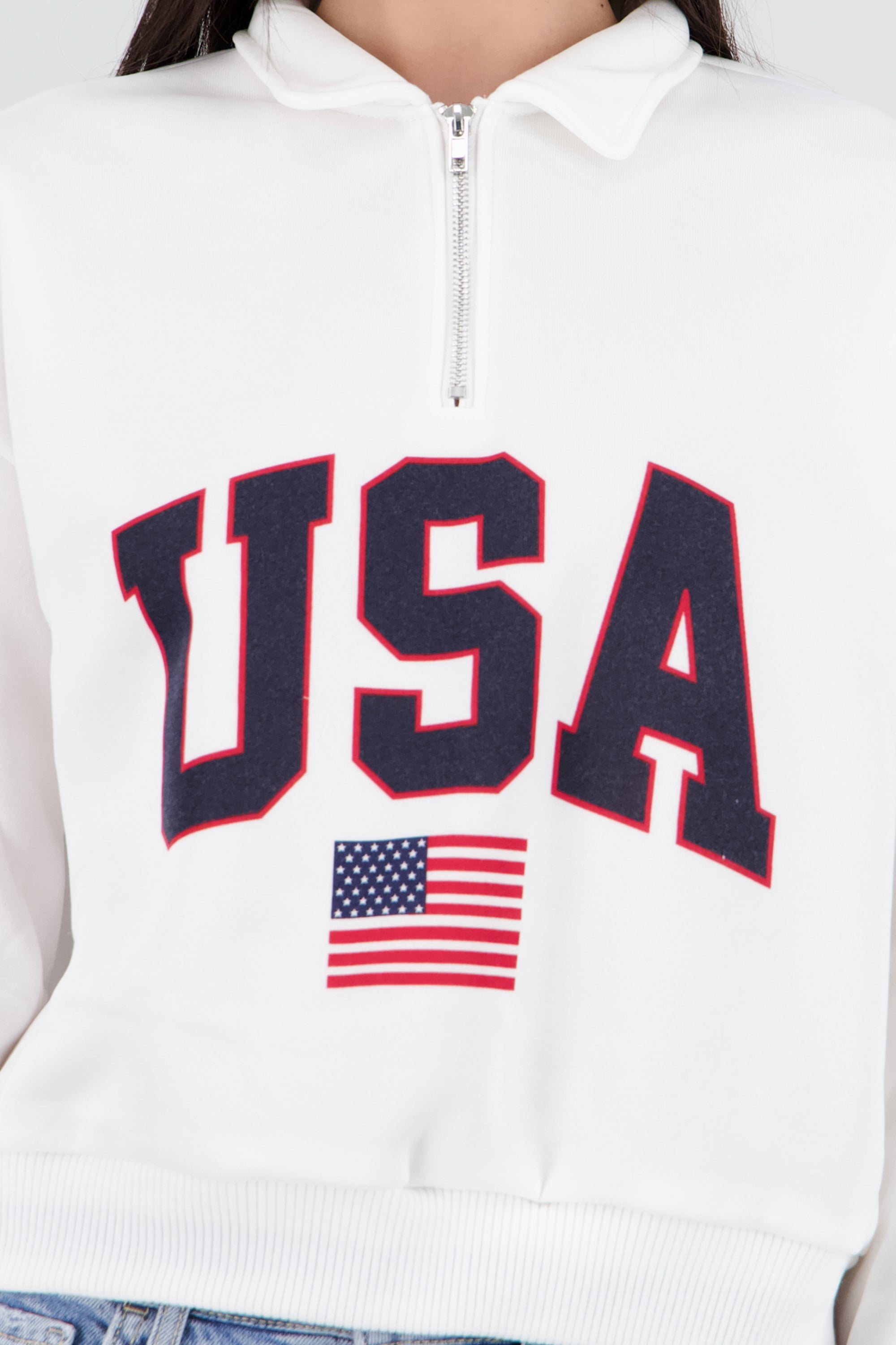 Sudadera contraste USA MARINO COMBO