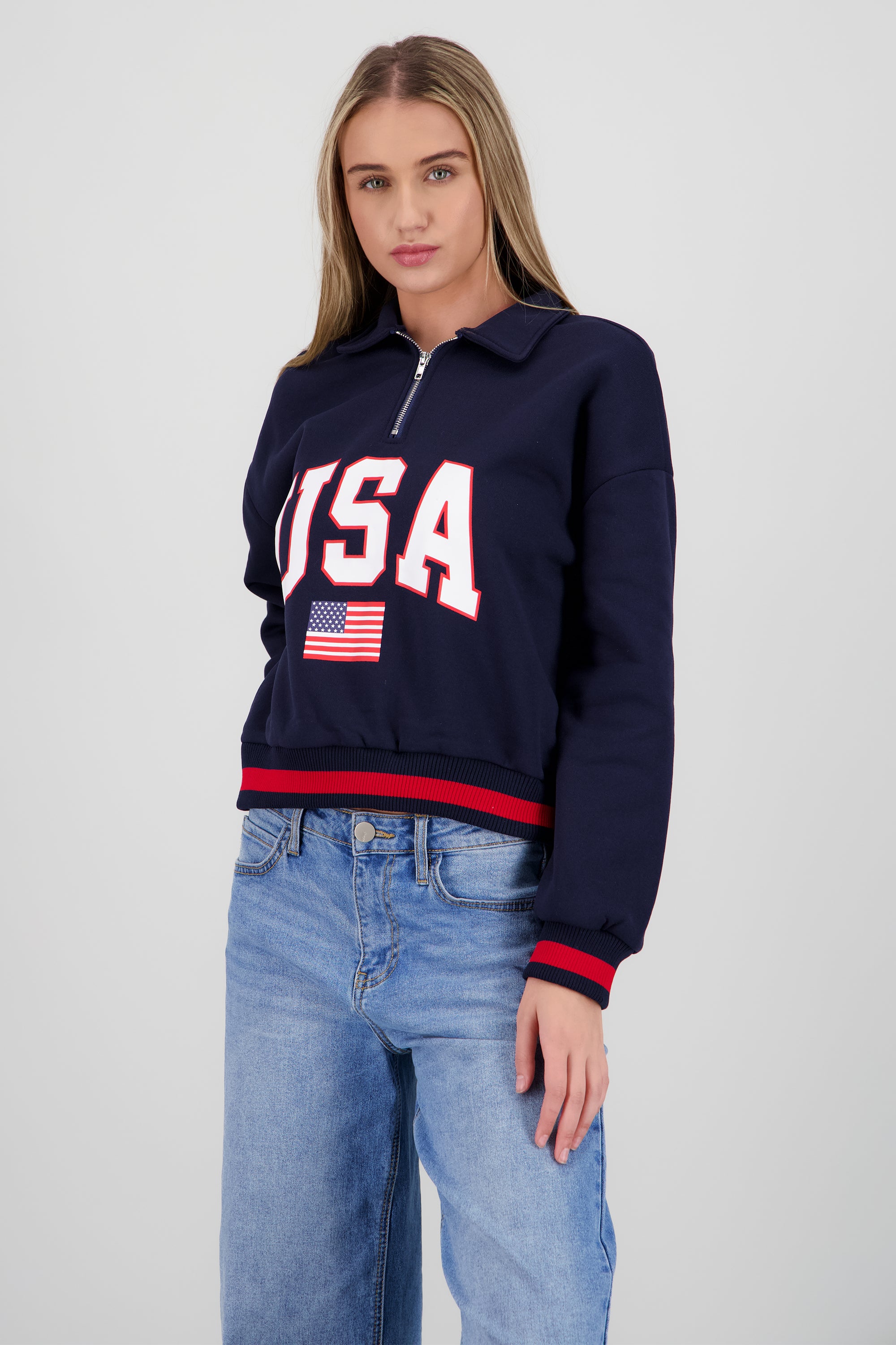 Sudadera contraste USA ROJO