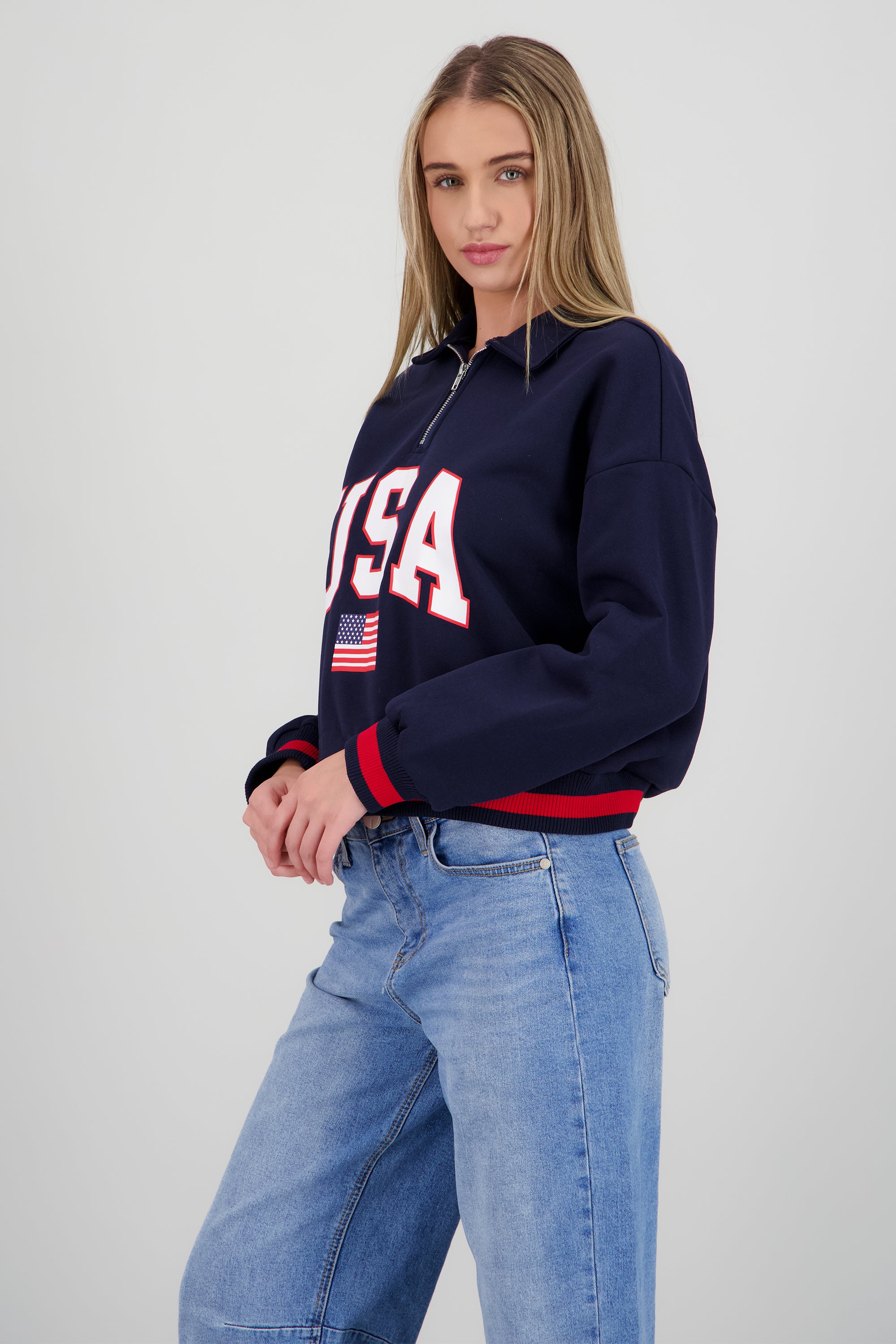 Sudadera contraste USA ROJO