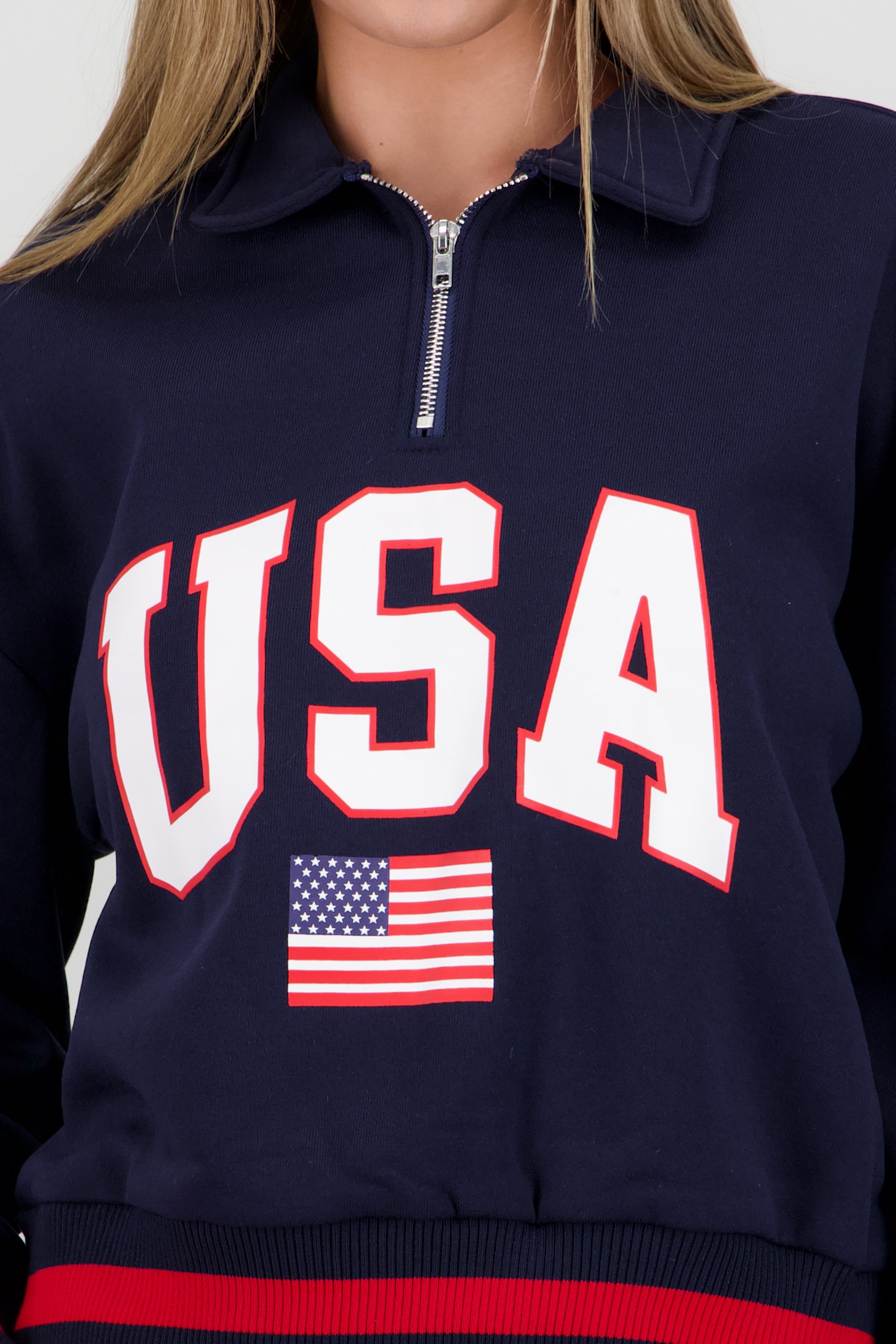 Sudadera contraste USA ROJO