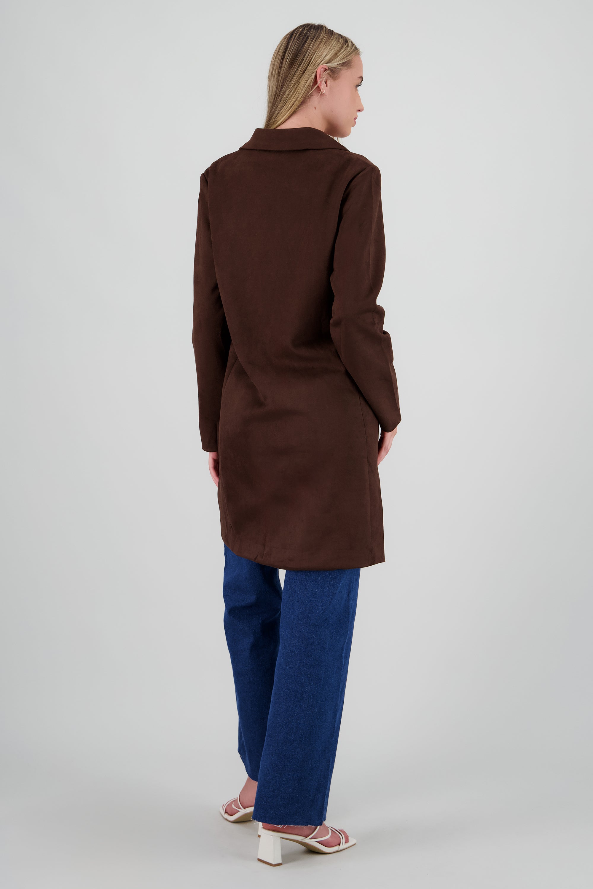 Abrigo liso suede CHOCOLATE