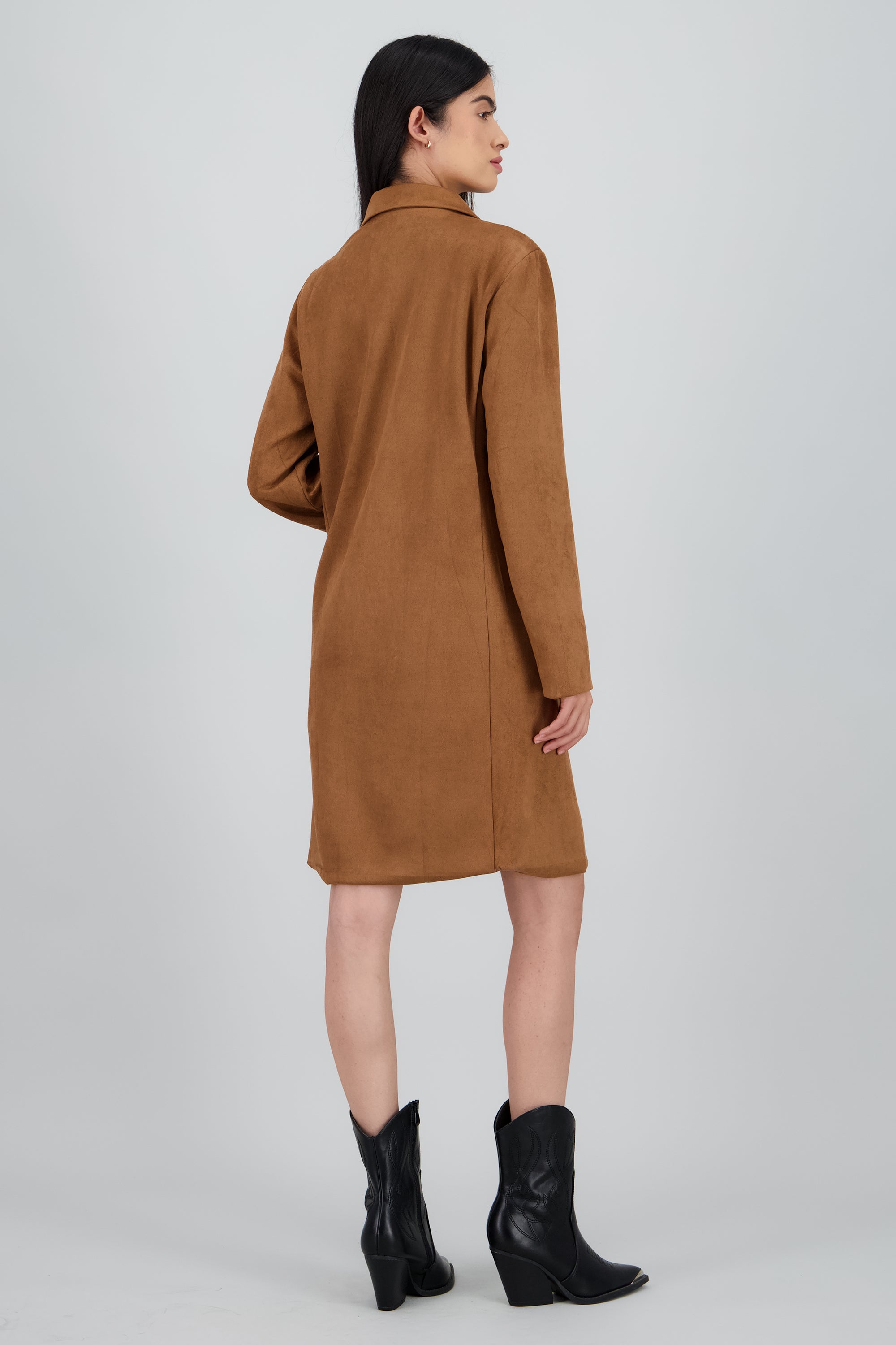 Abrigo liso suede CAMELLO