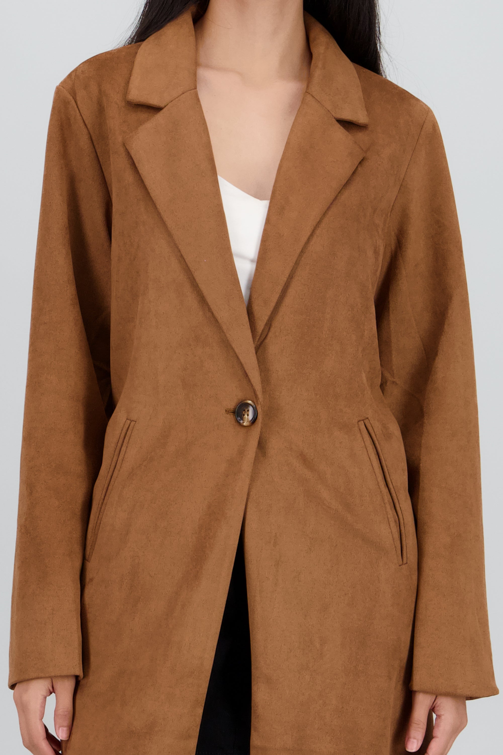 Abrigo liso suede CAMELLO