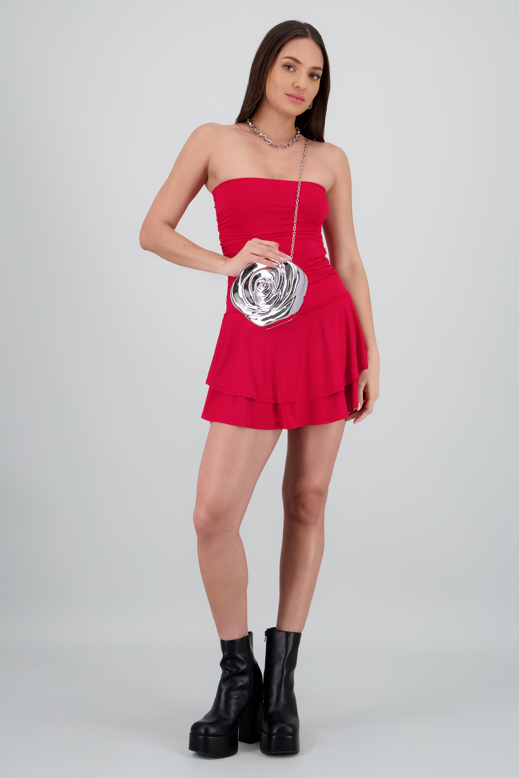 Bolsa Crossbody Estructura Flor PLATA