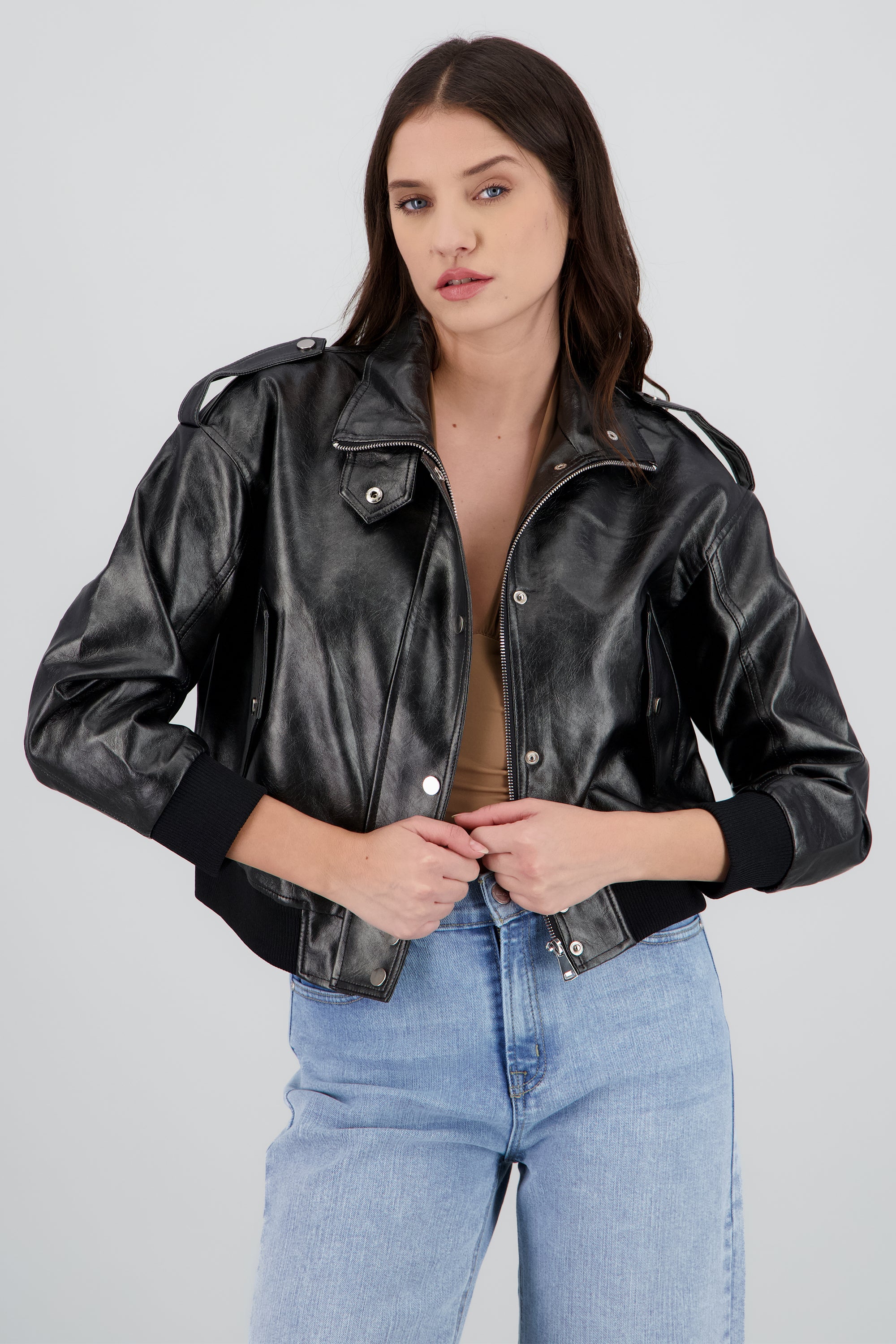 Chamarra bomber pu NEGRO