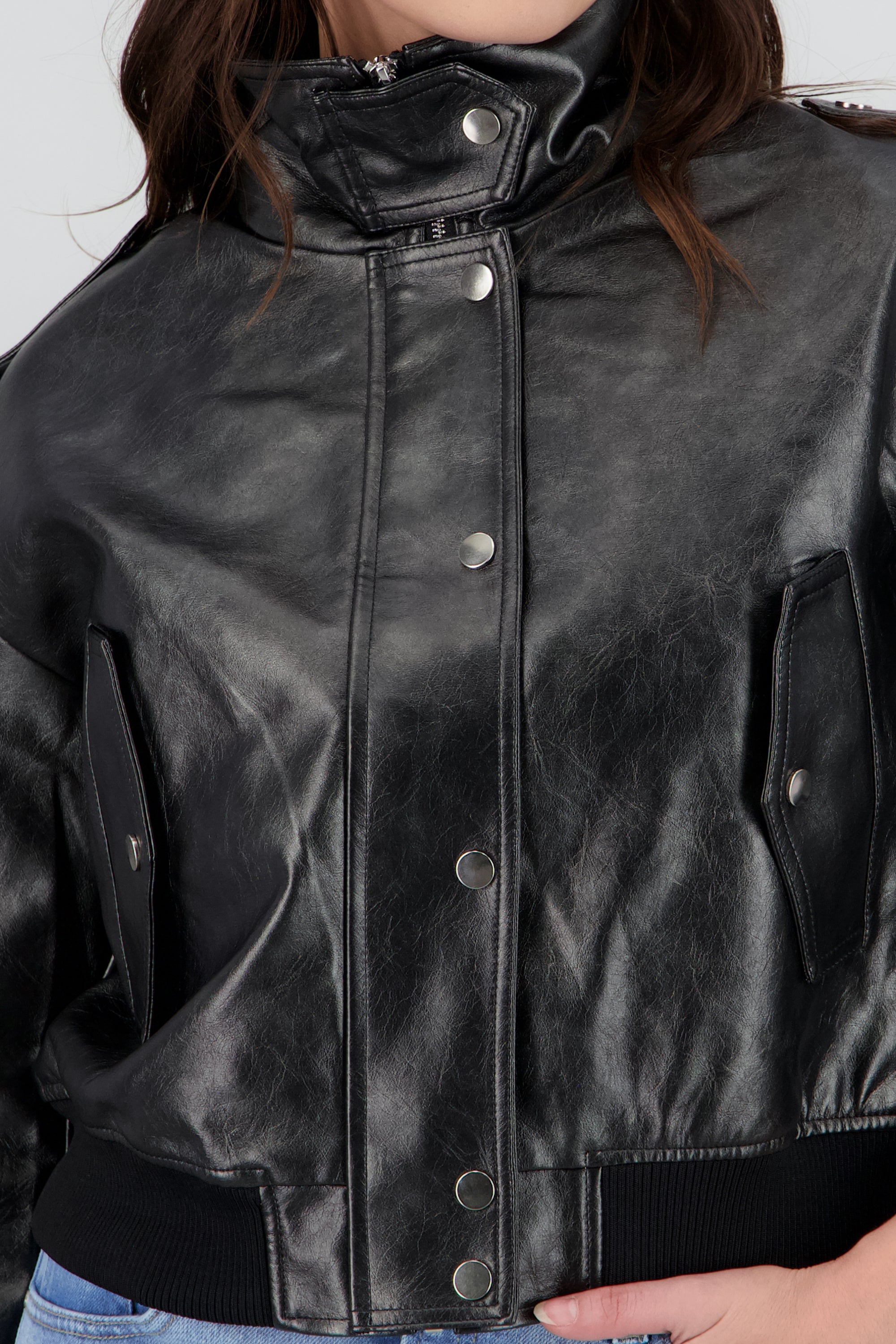 Chamarra bomber pu NEGRO