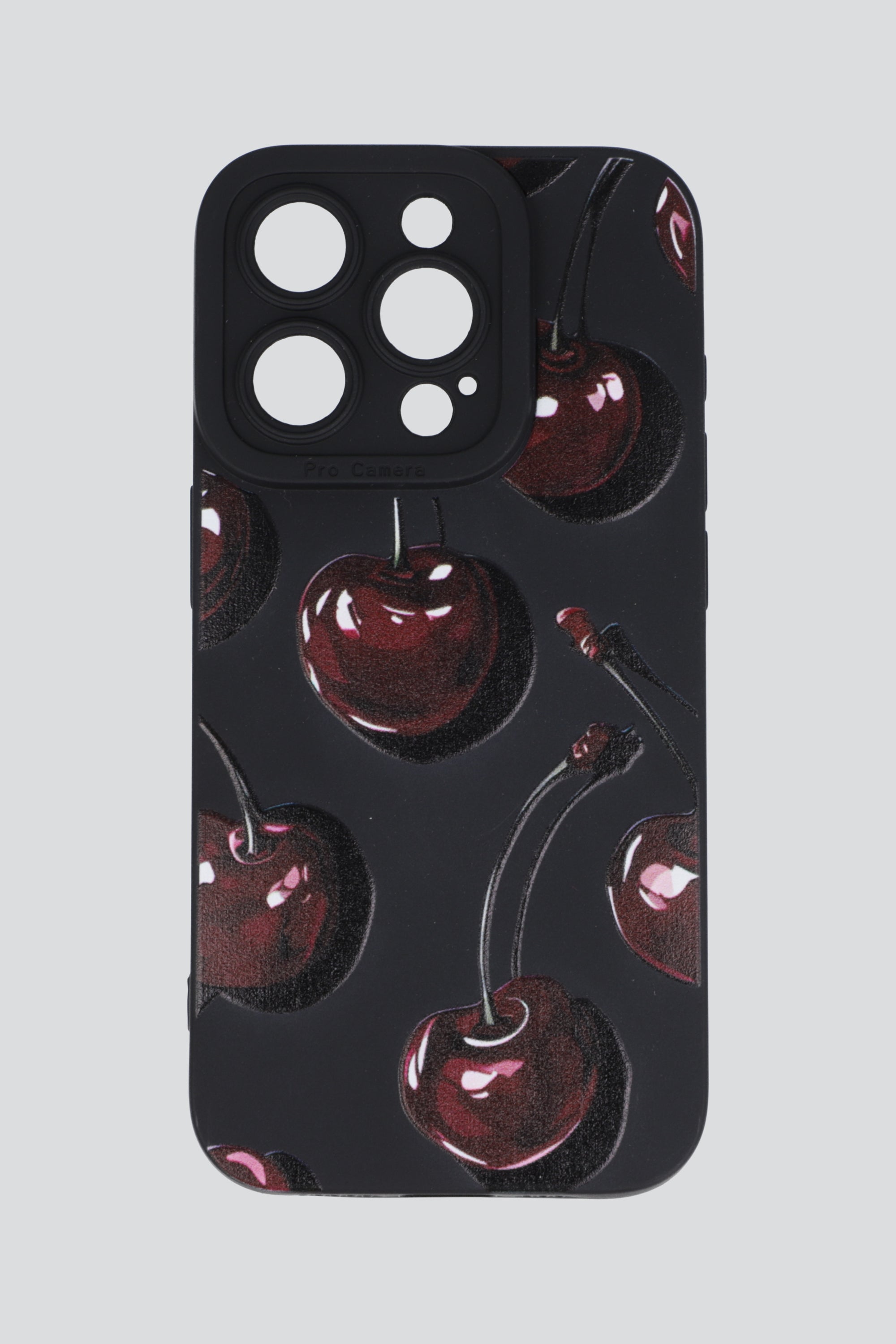Funda iph 15 pro black cherries NEGRO