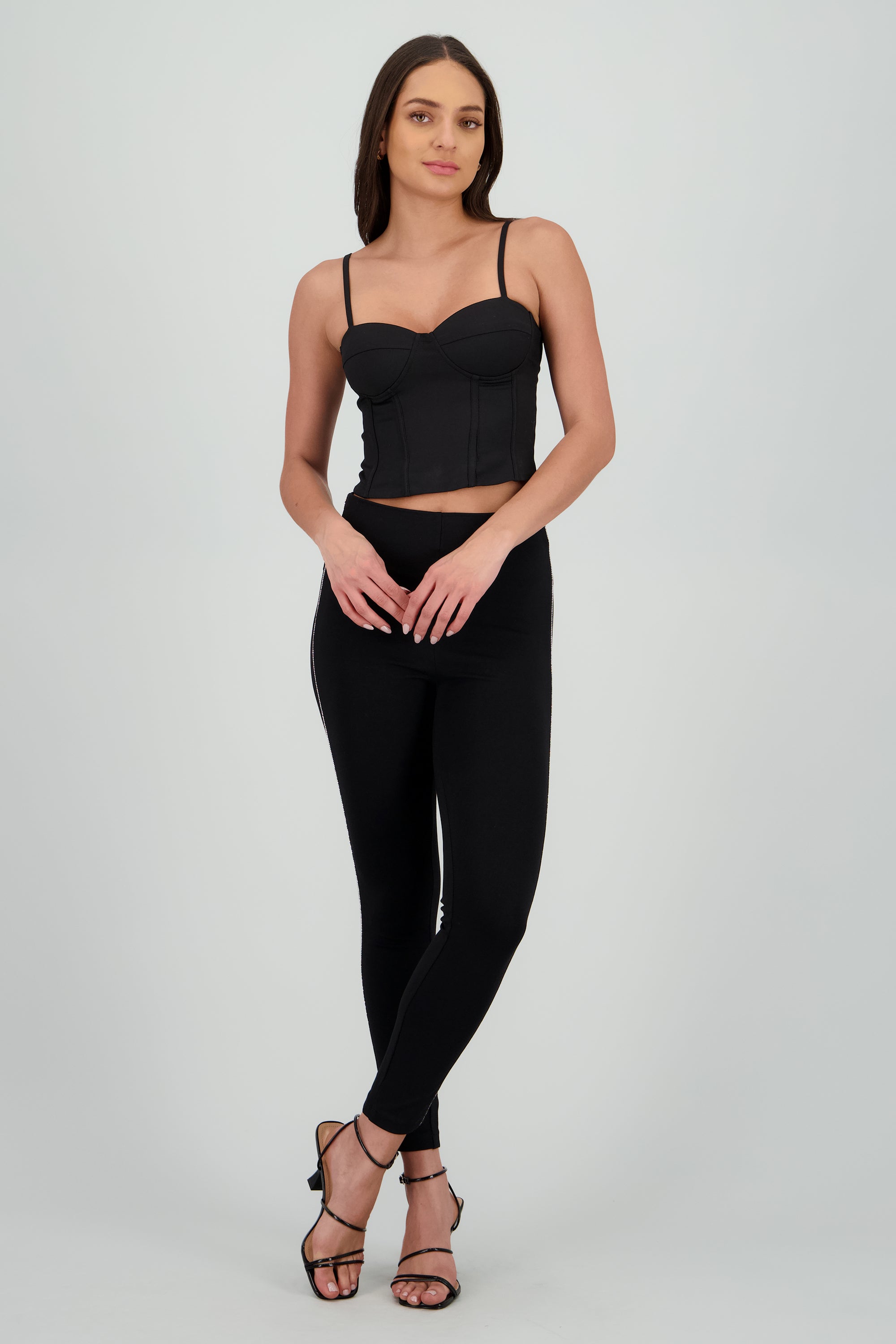 Leggings detalle brillos costado NEGRO