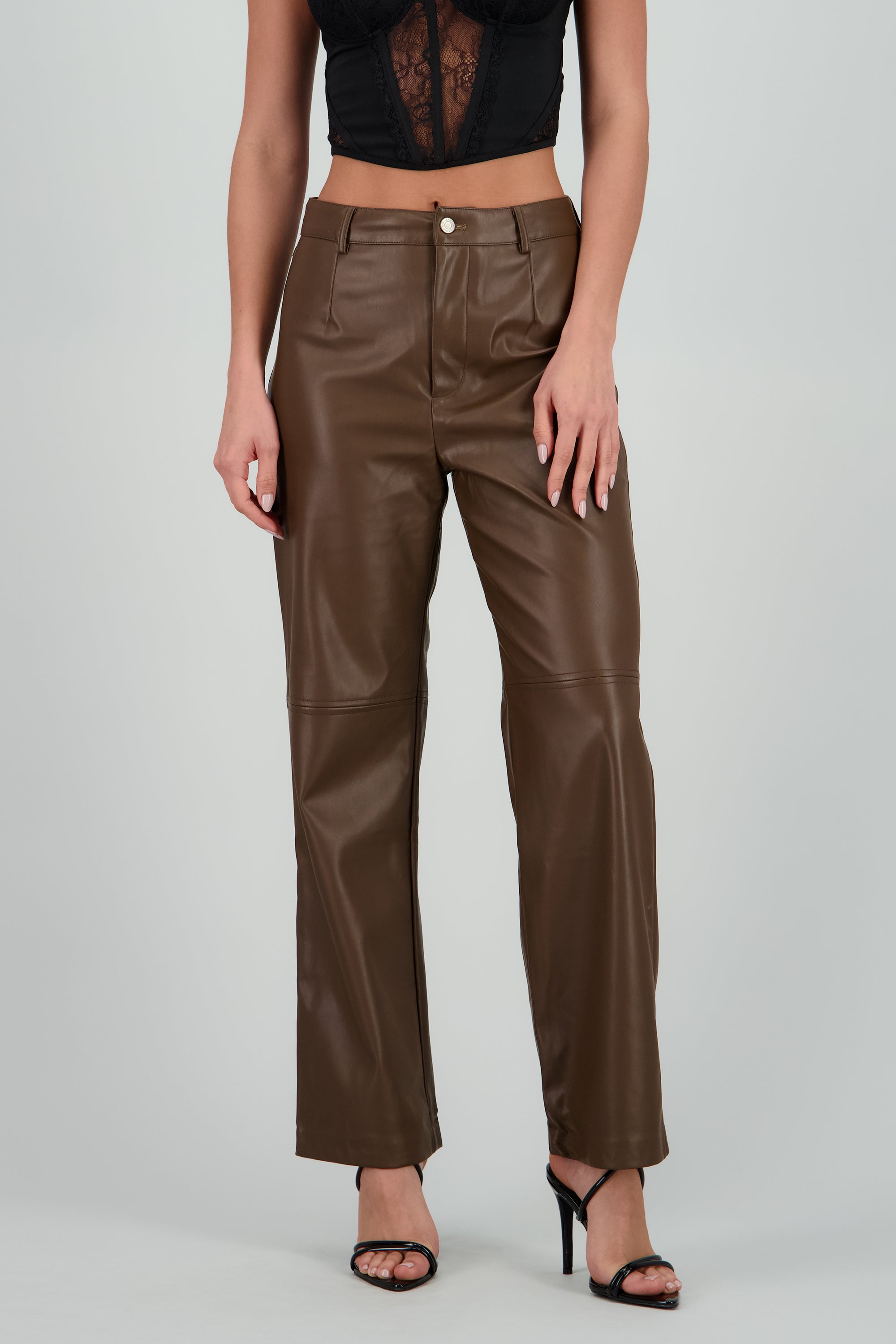 Pantalon pu liso CHOCOLATE