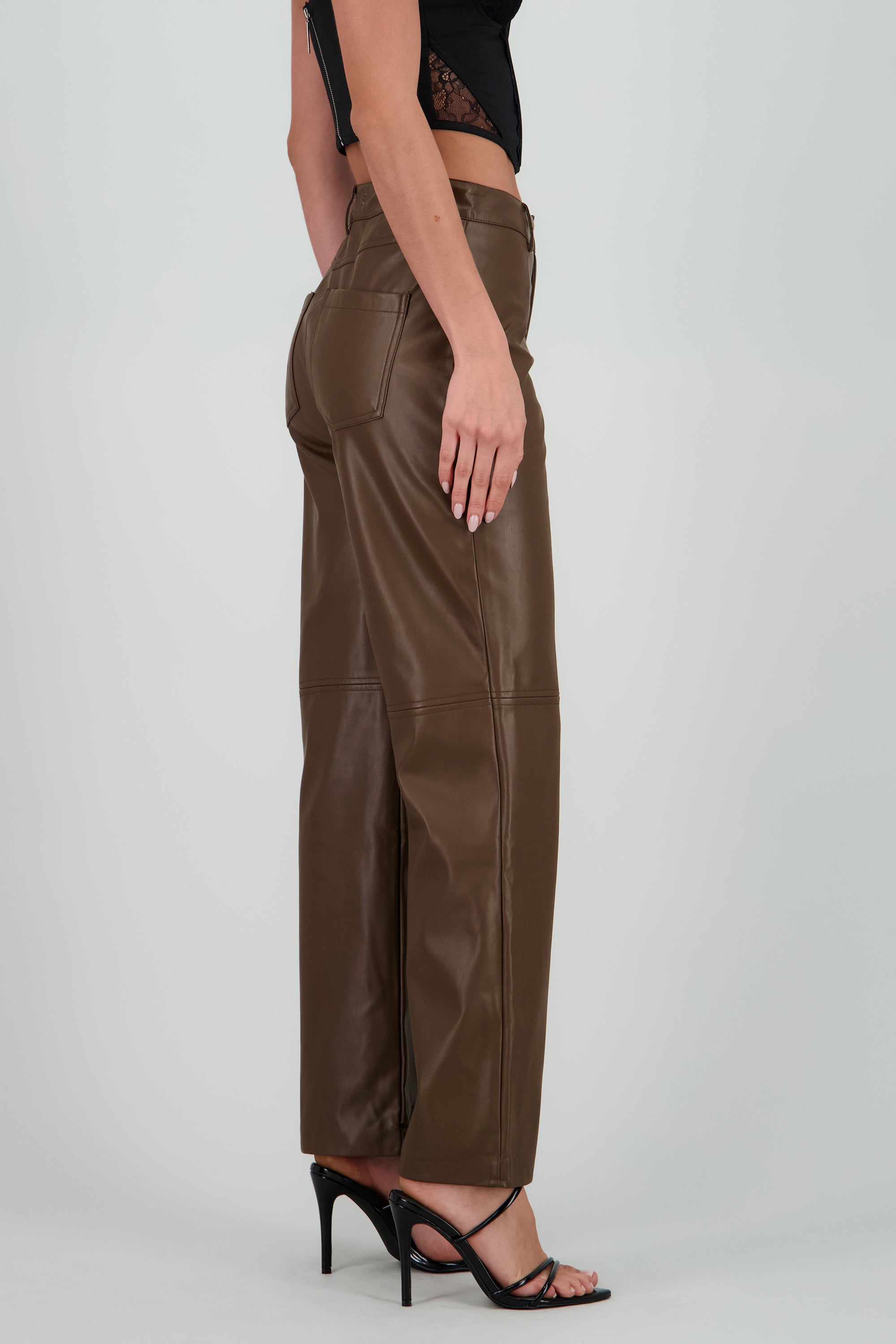 Pantalon pu liso CHOCOLATE