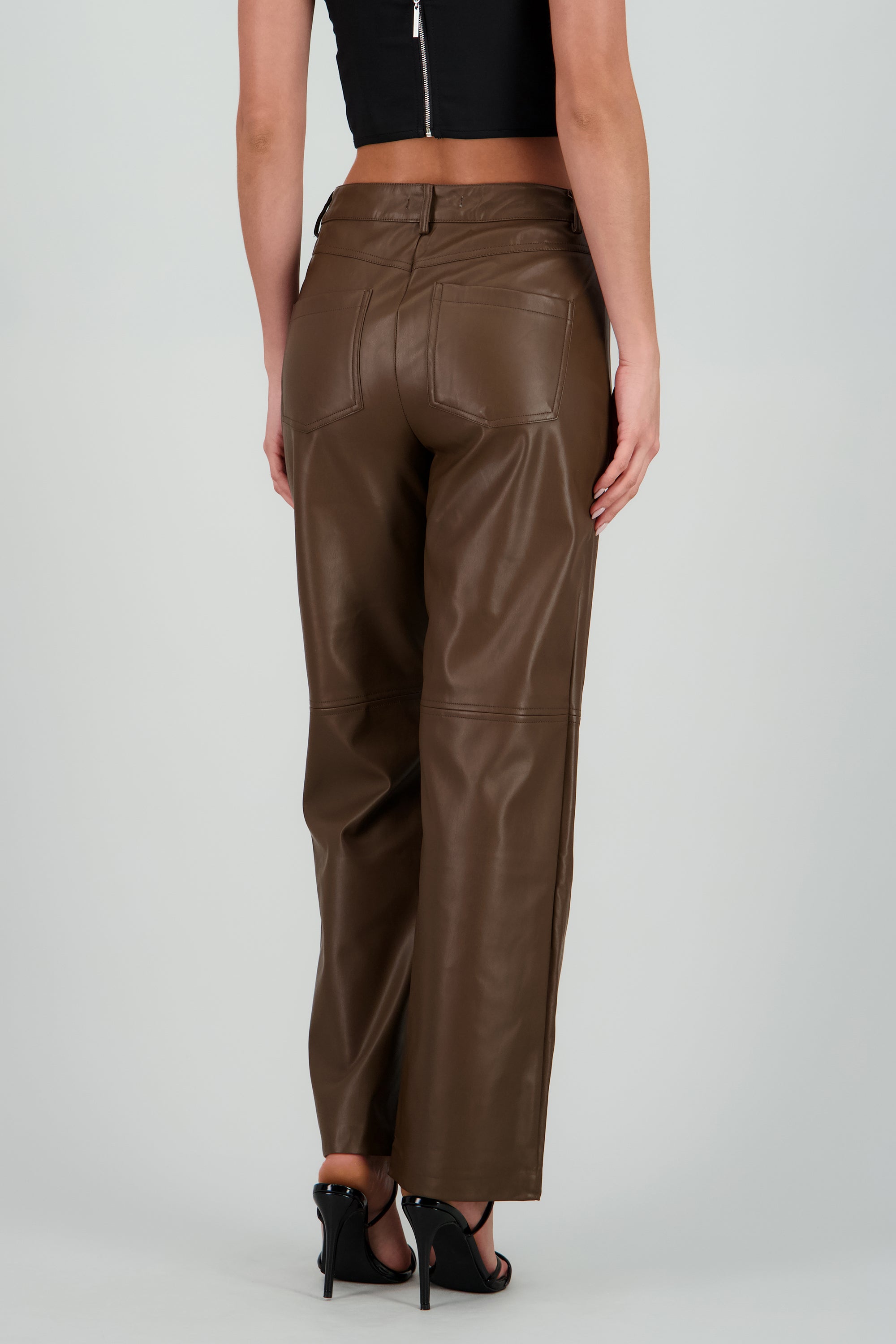 Pantalon pu liso CHOCOLATE