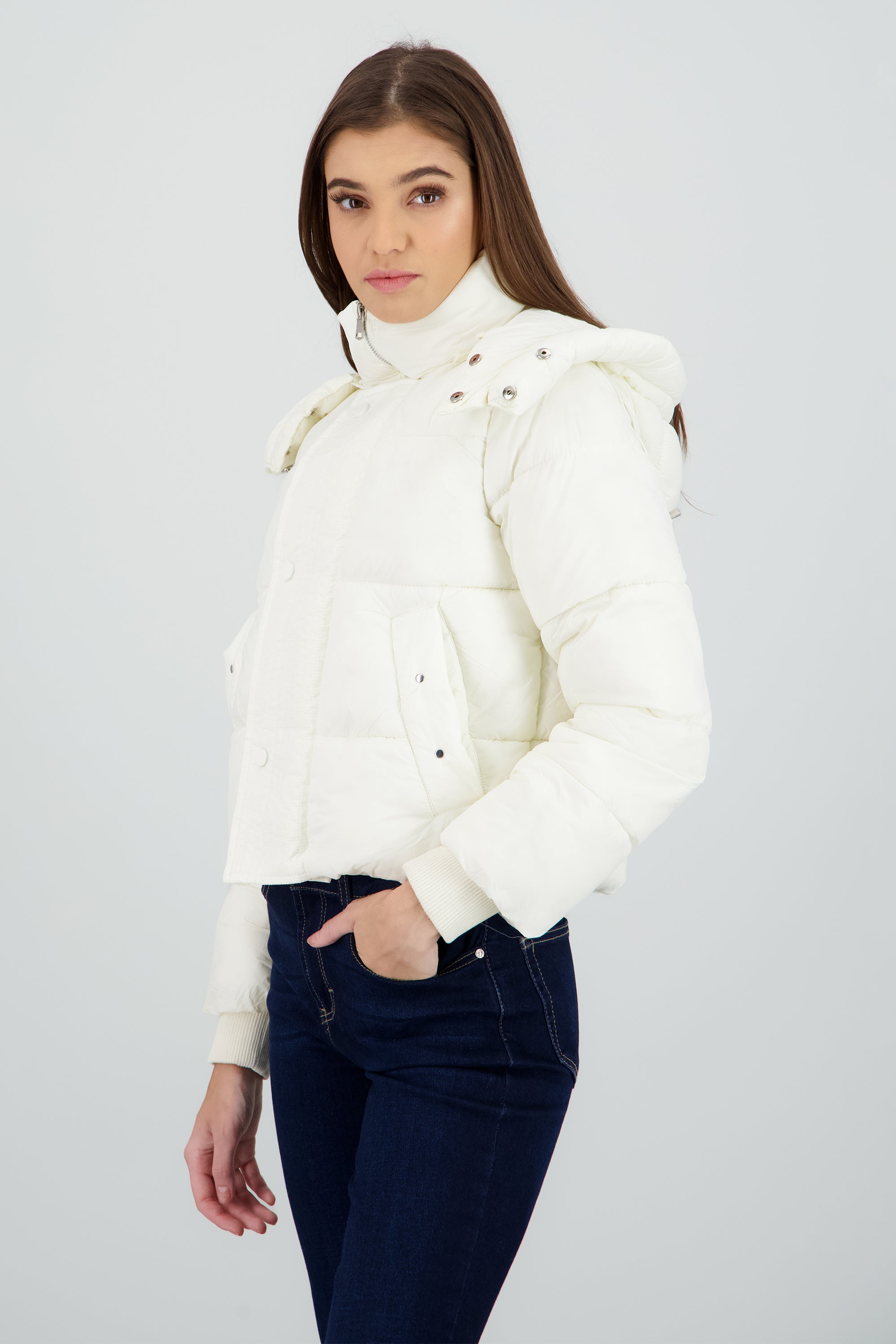 Chamarra capitonada bolsas BLANCO