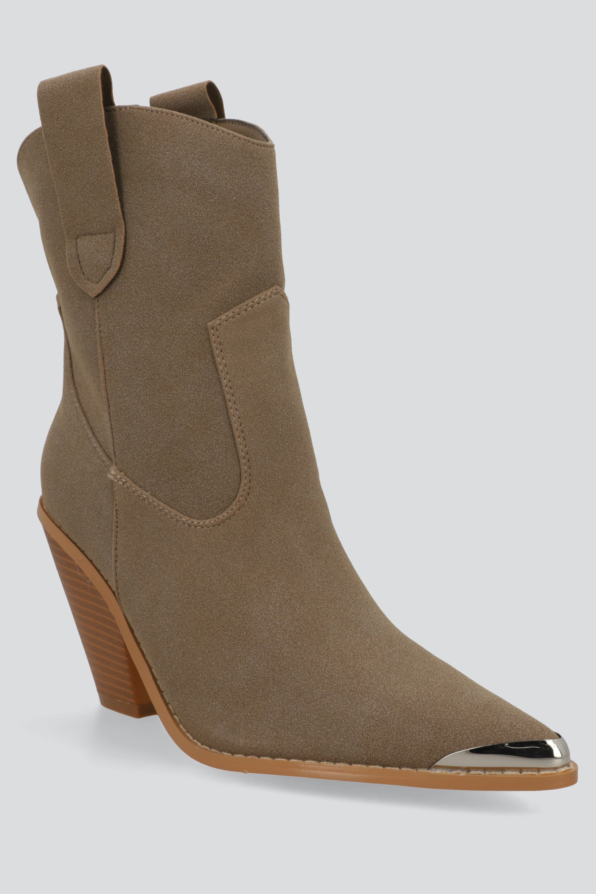 Botin vaquero clasico detalle metal TAUPE