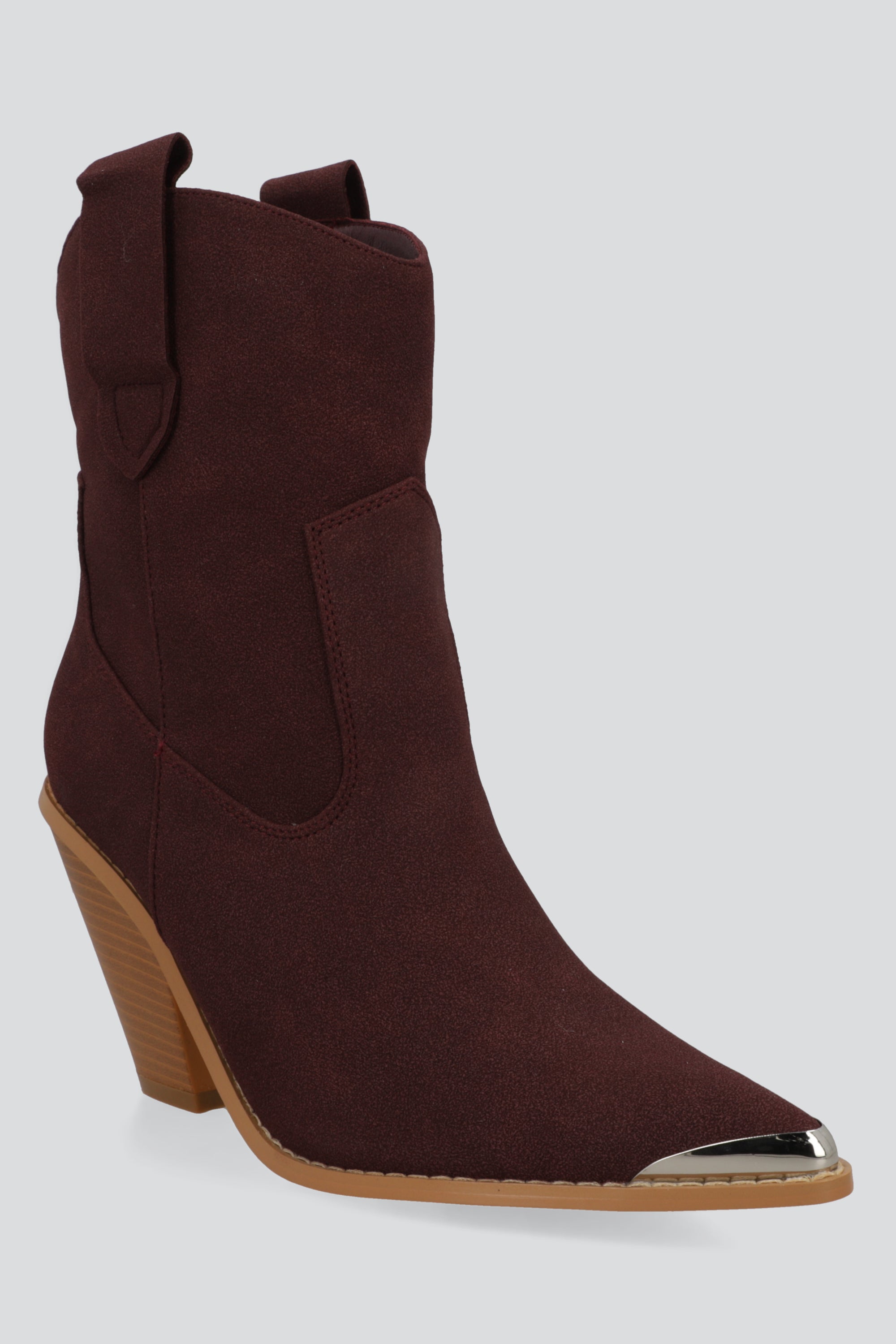 Botin vaquero clasico detalle metal VINO