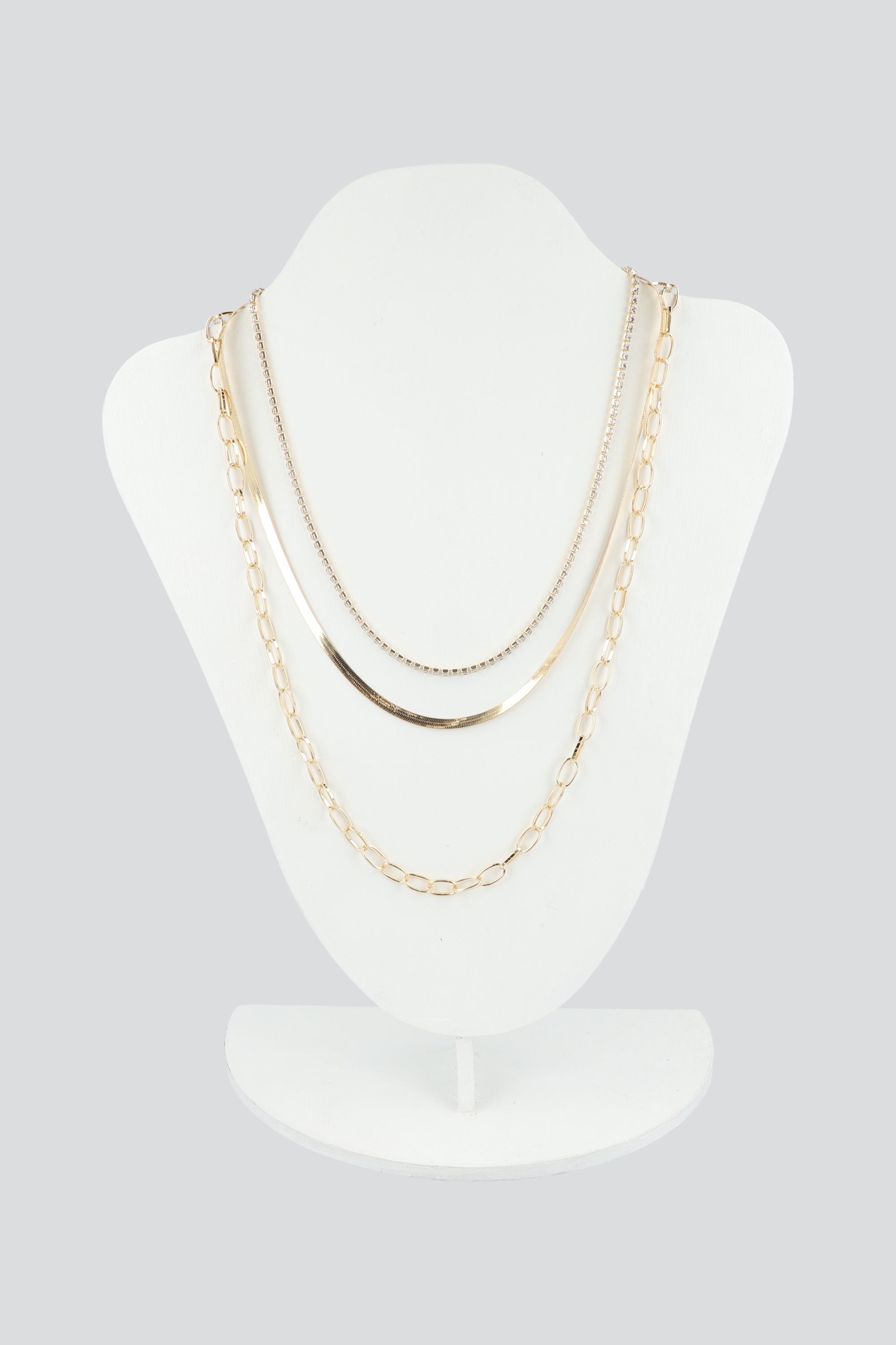 Collar 3 capas cadena plana ORO