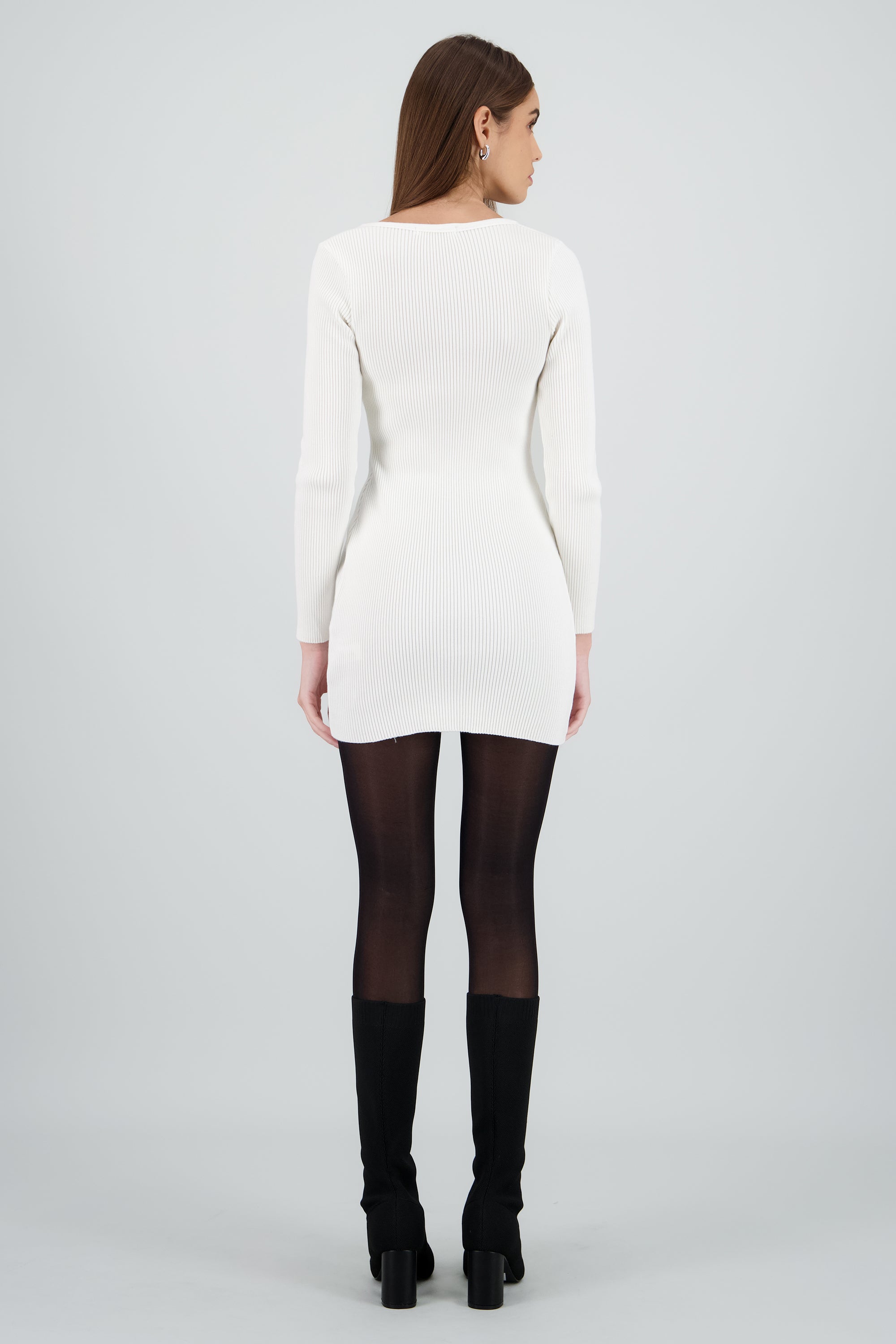 Vestido mini manga larga escote corazon BLANCO
