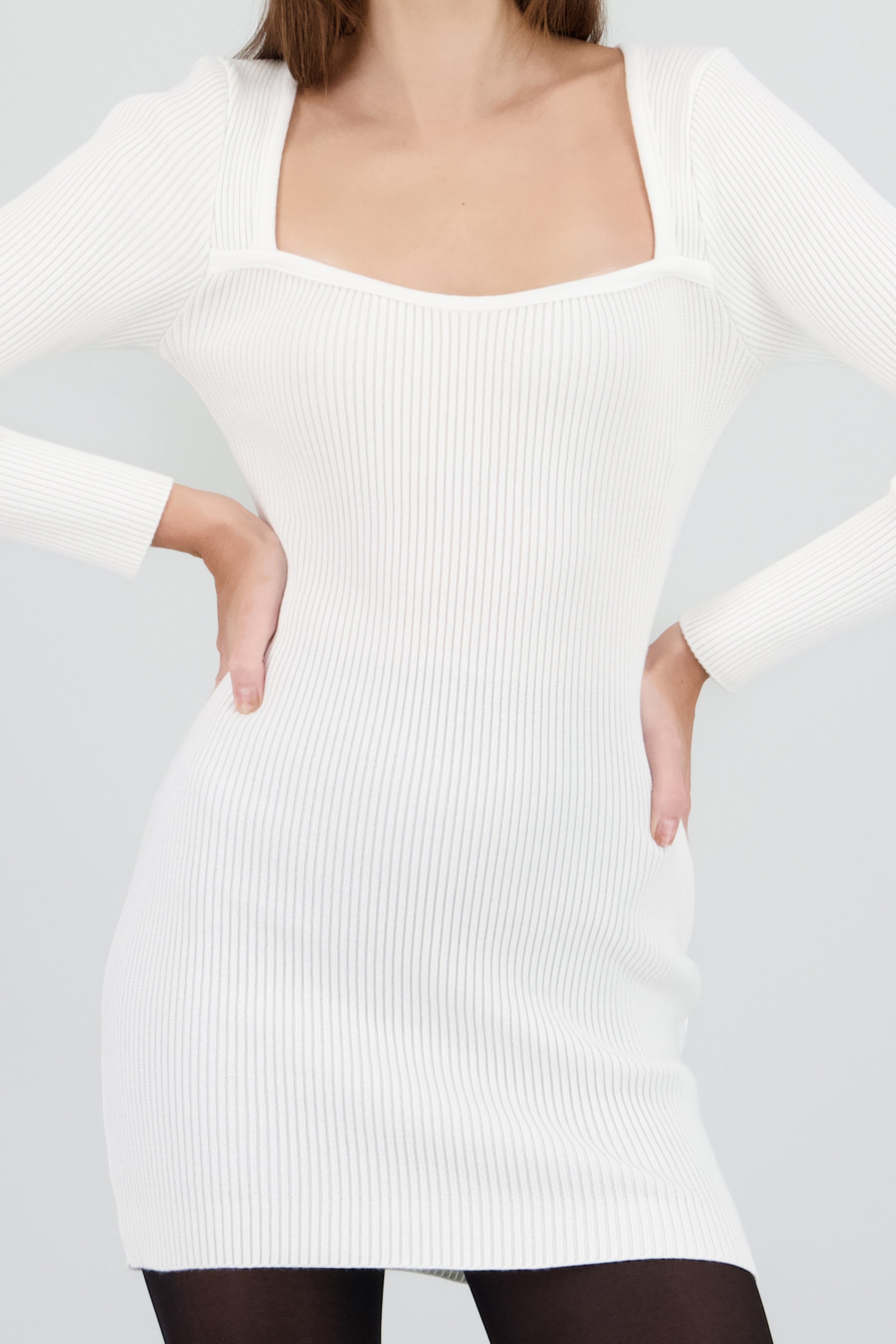 Vestido mini manga larga escote corazon BLANCO