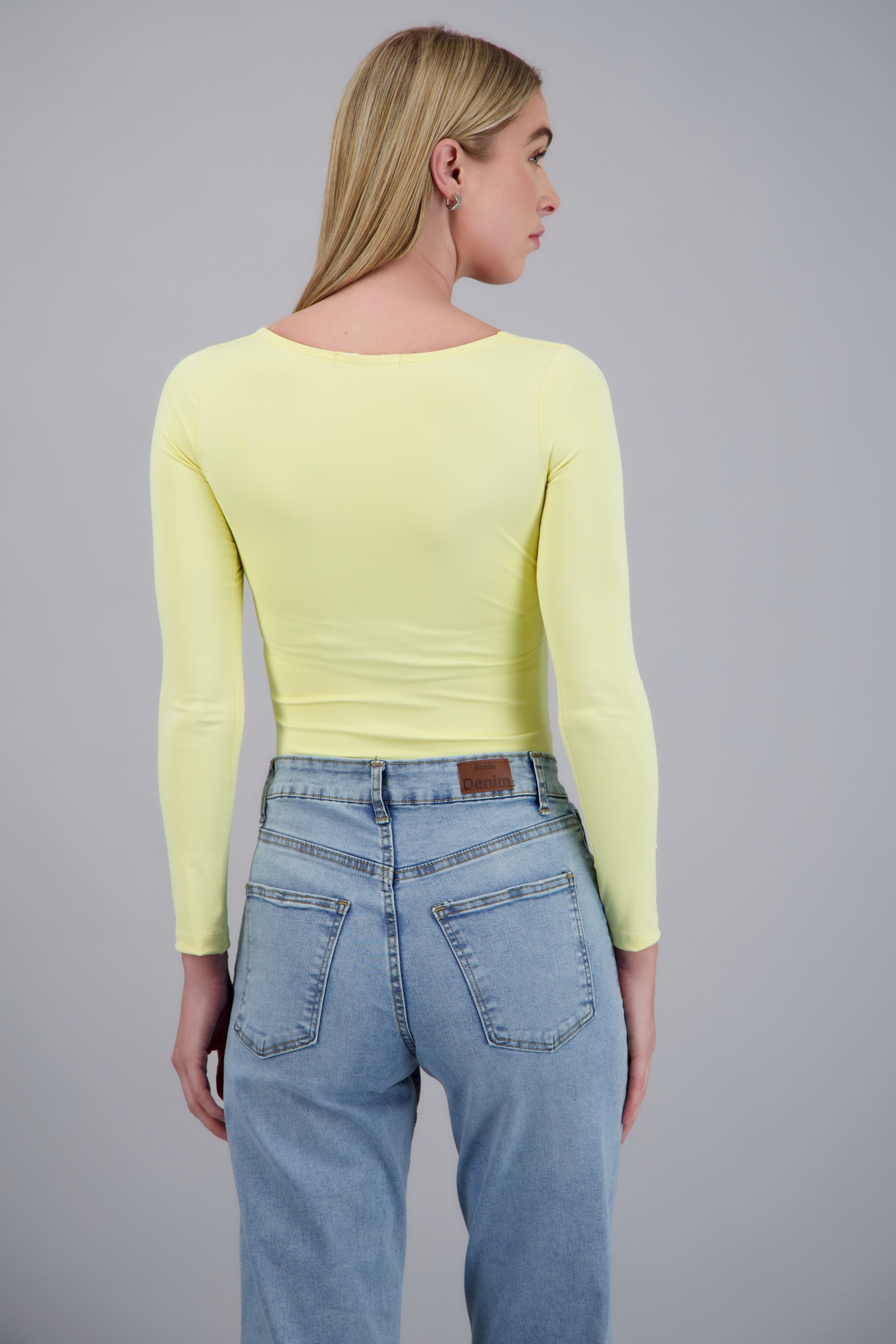 Body escote cuadrado manga larga AMARILLO PASTEL