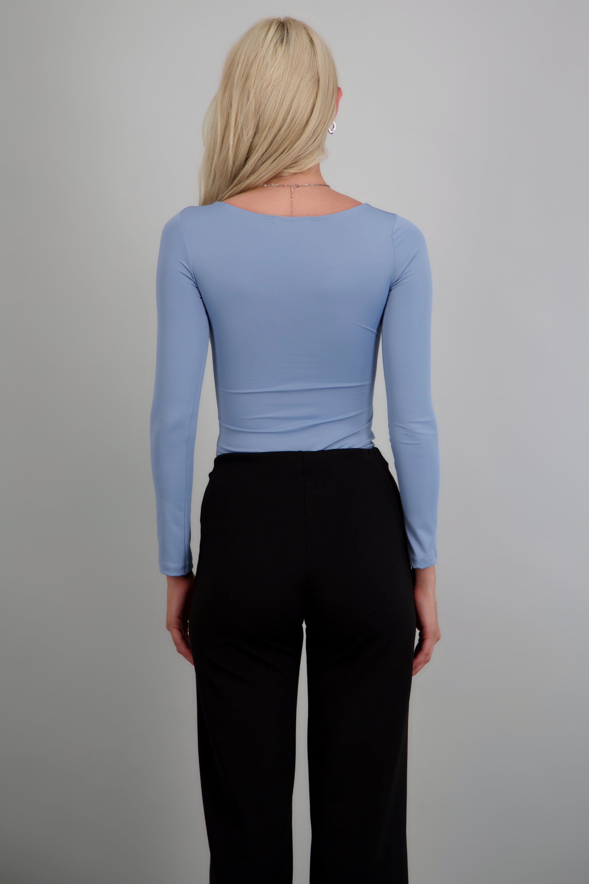 Body escote cuadrado manga larga AZUL