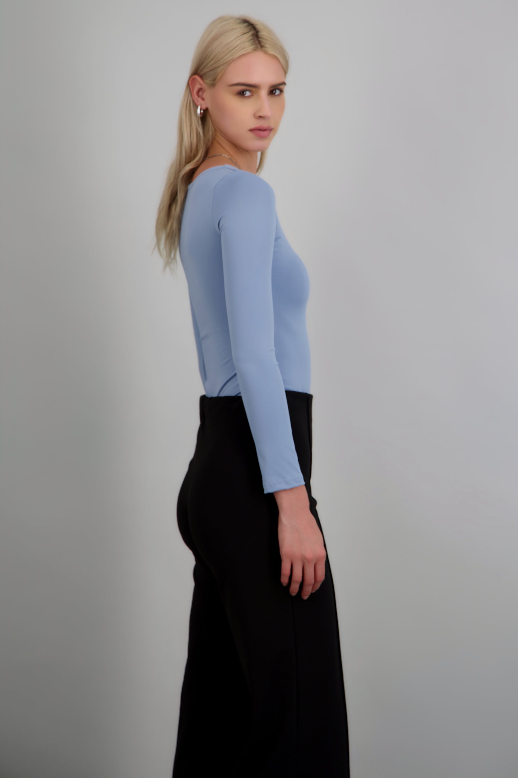 Body escote cuadrado manga larga AZUL