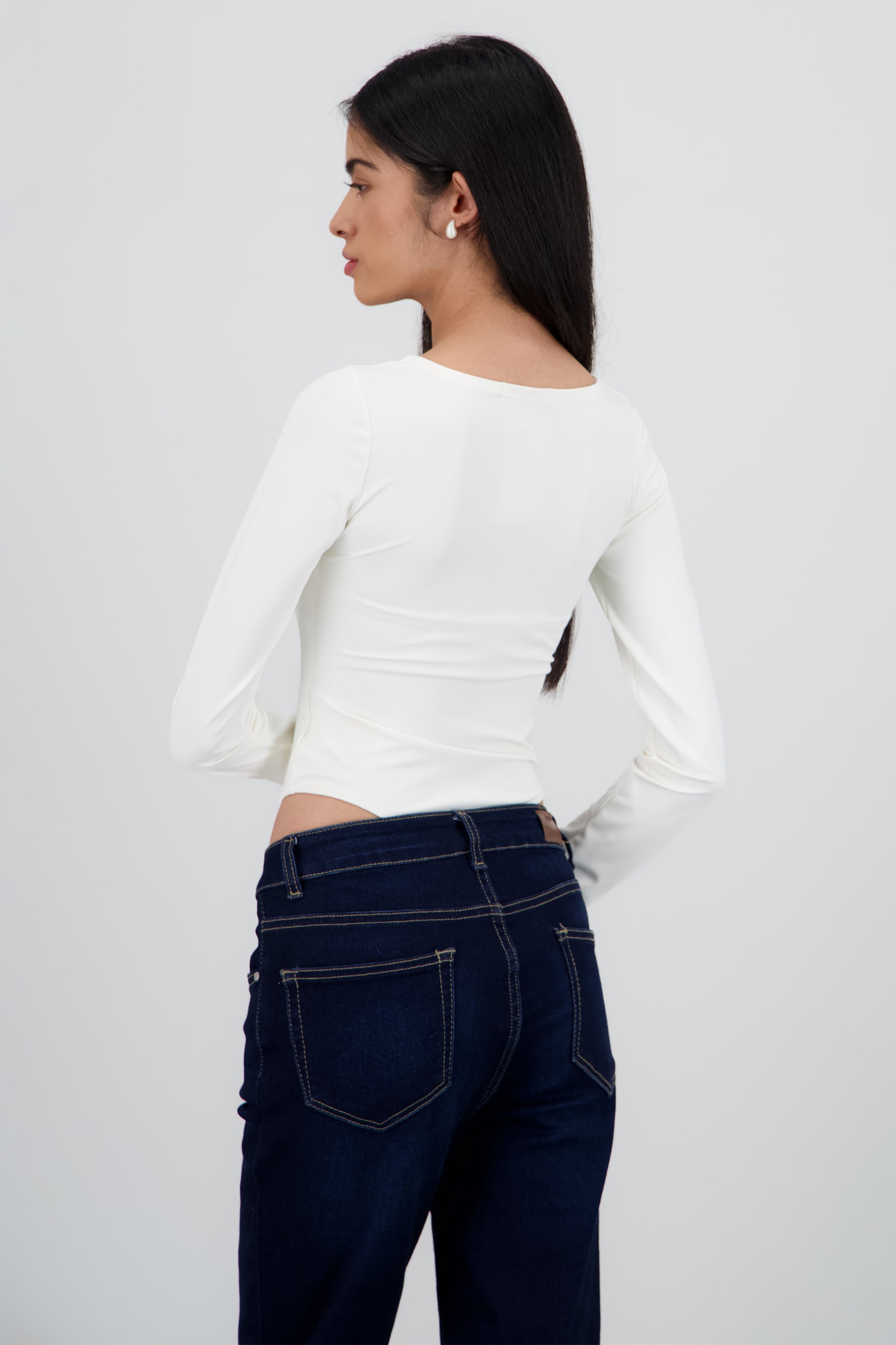 Body escote cuadrado manga larga BLANCO