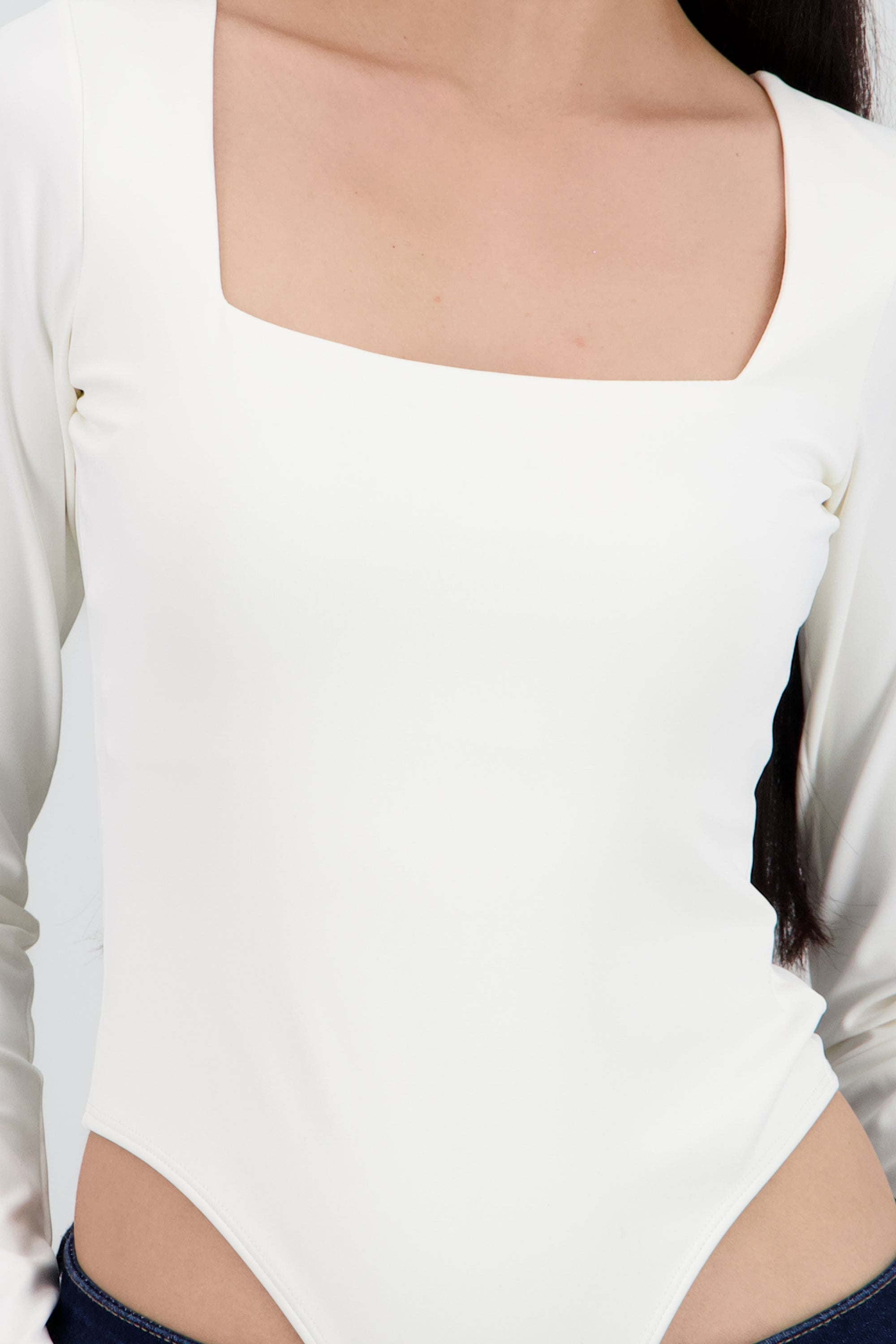 Body escote cuadrado manga larga BLANCO