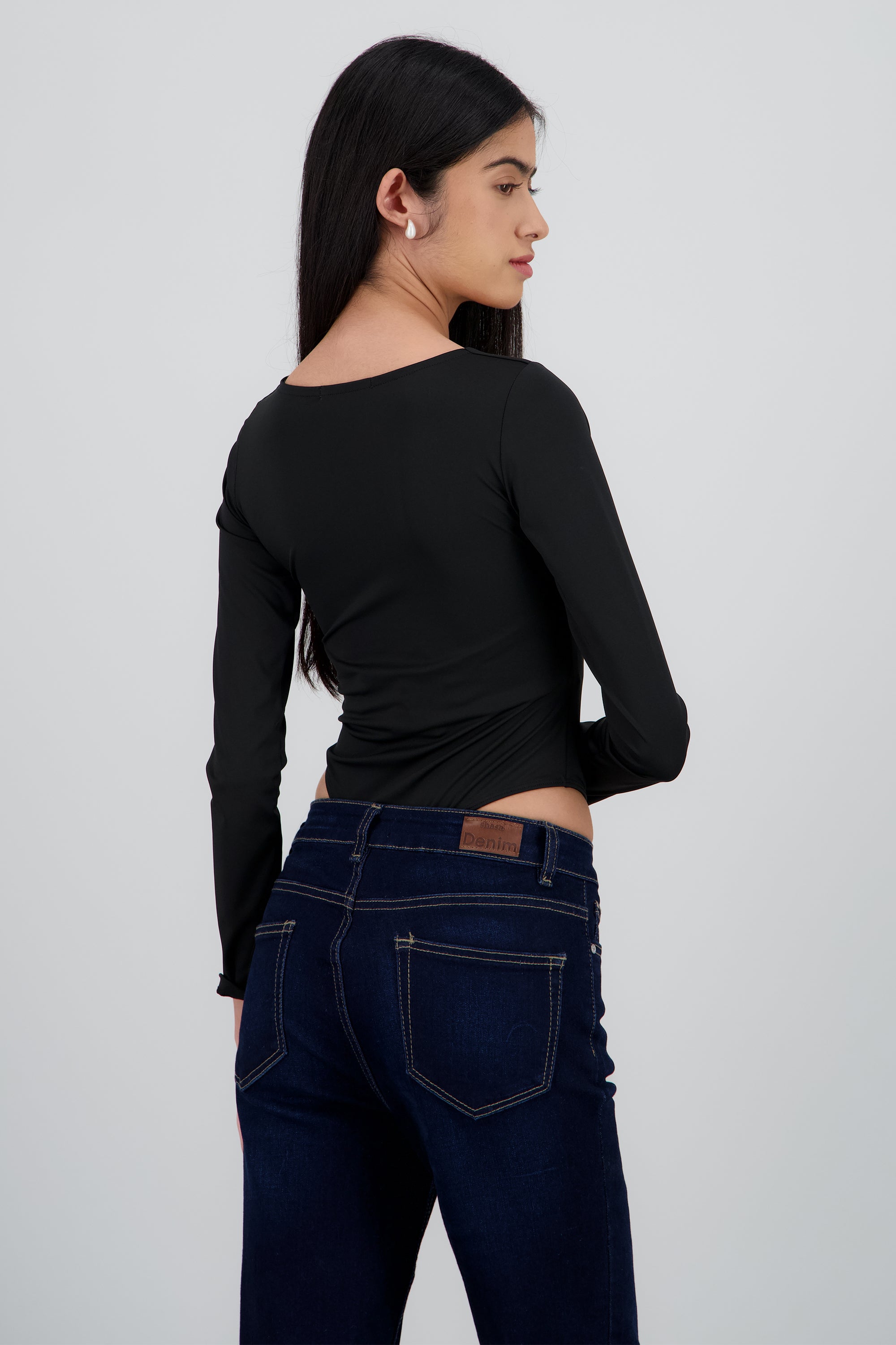 Body escote cuadrado manga larga NEGRO