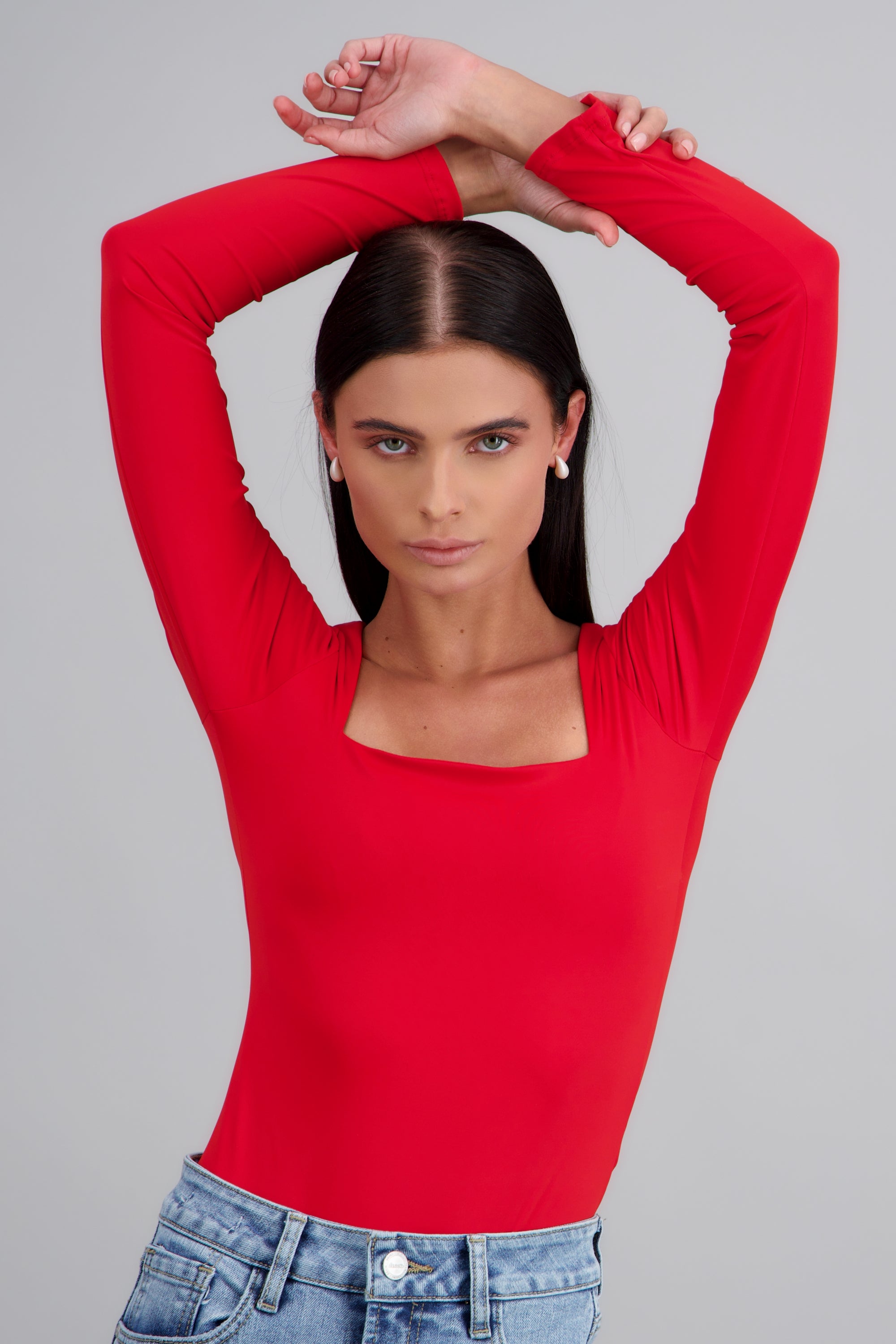 BODY ESCOTE CUADRADO M/L ROJO
