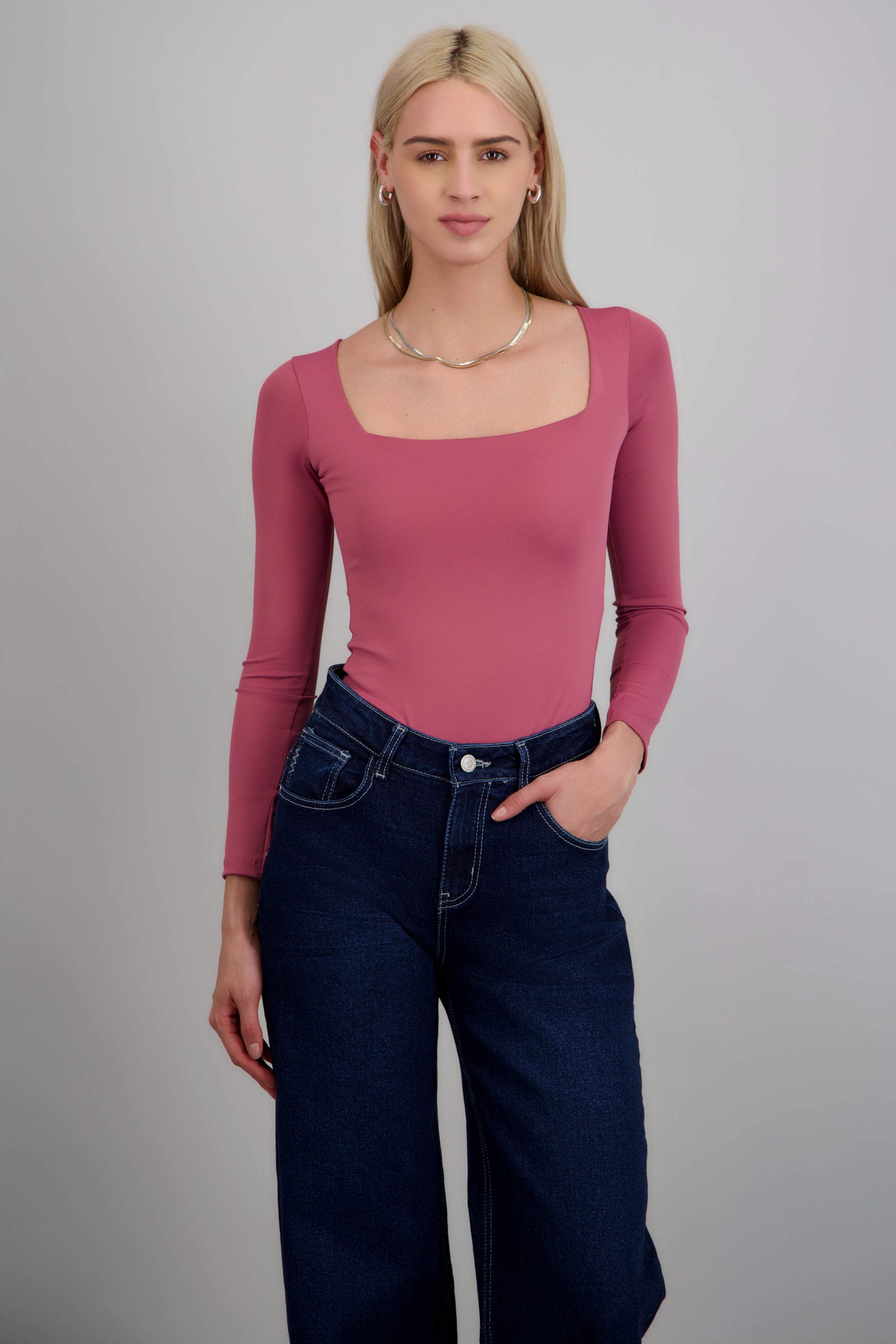 Body escote cuadrado manga larga MALVA
